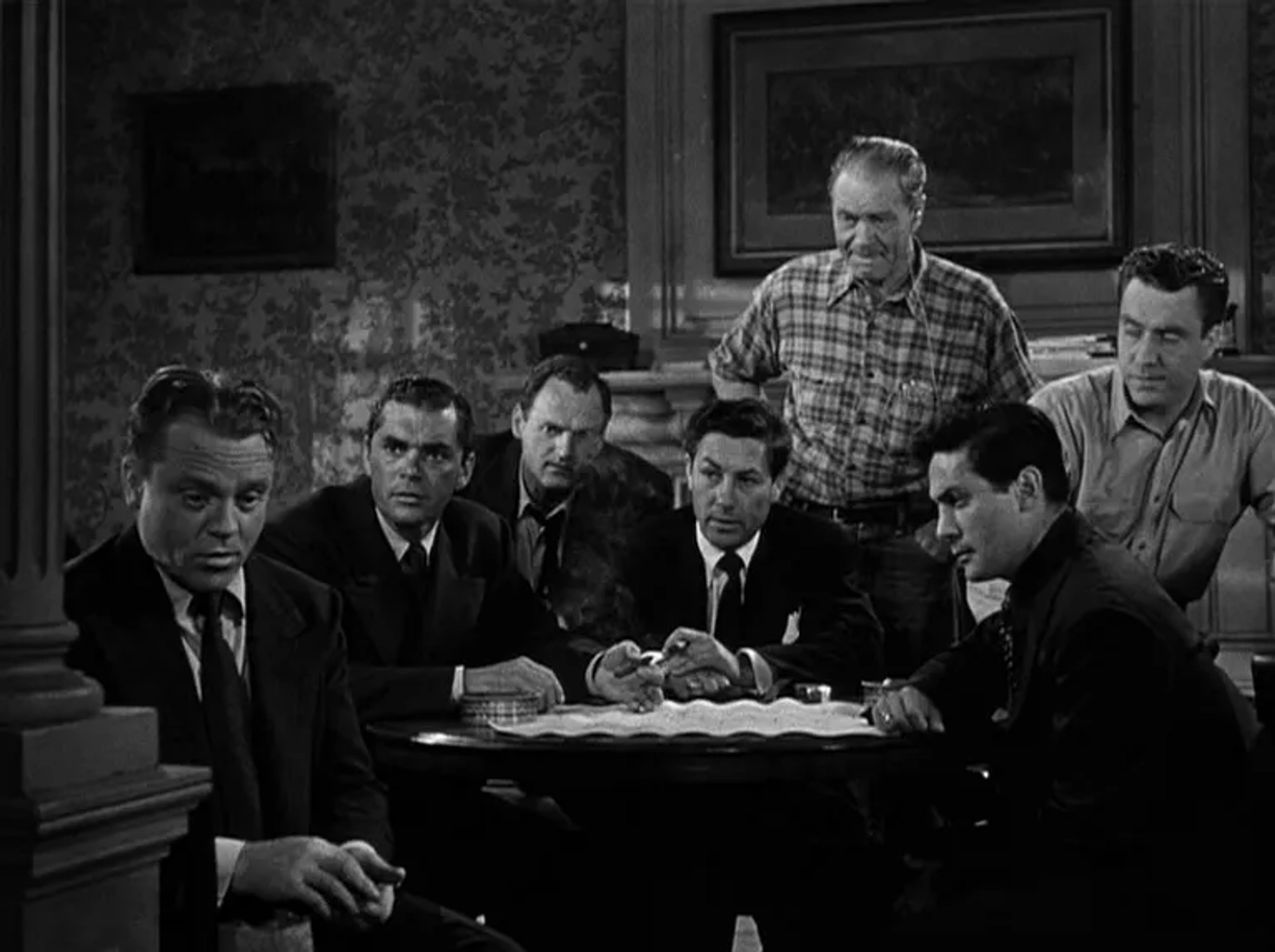 James Cagney, Wally Cassell, Fred Coby, G. Pat Collins, Mickey Knox, Edmond O'Brien, and Robert Osterloh in White Heat (1949)