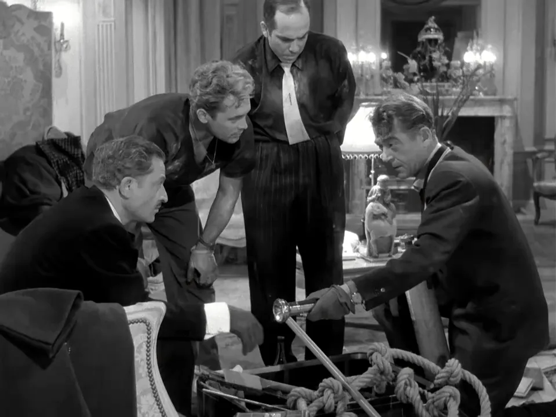 Jules Dassin, Robert Manuel, Carl Möhner, and Jean Servais in Rififi (1955)