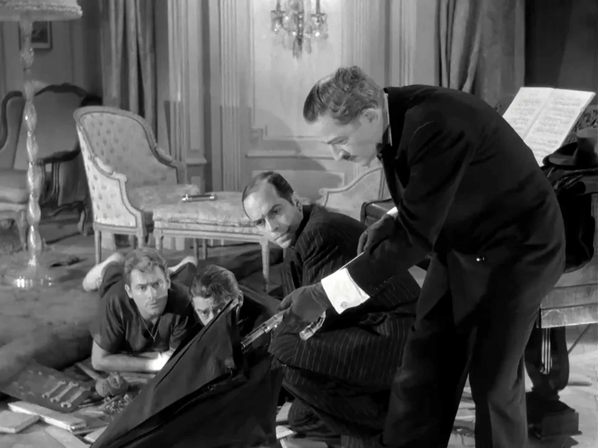 Jules Dassin, Robert Manuel, Carl Möhner, and Jean Servais in Rififi (1955)