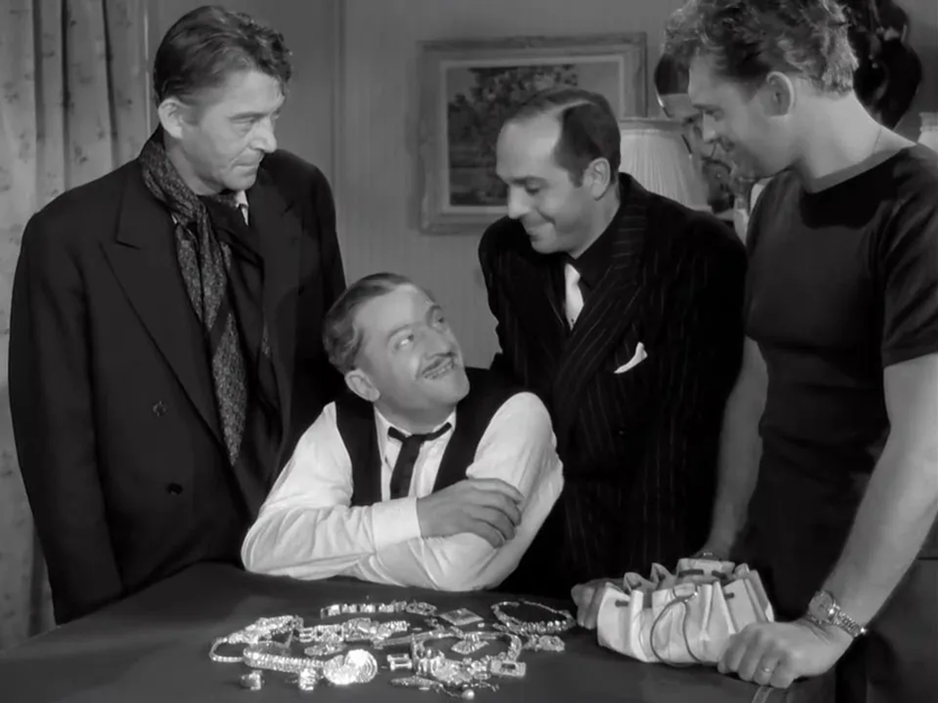 Jules Dassin, Robert Manuel, Carl Möhner, and Jean Servais in Rififi (1955)