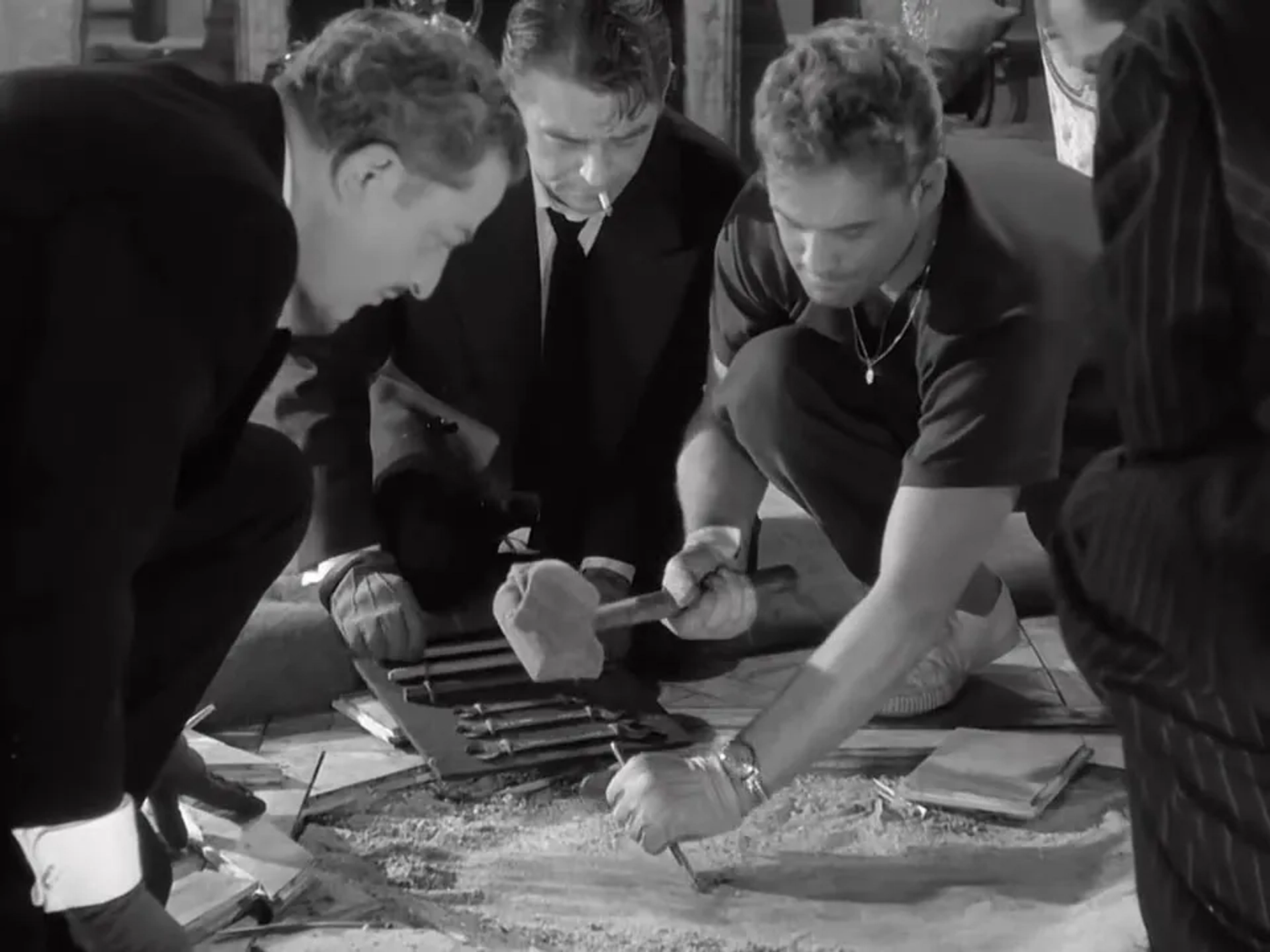 Jules Dassin, Carl Möhner, and Jean Servais in Rififi (1955)