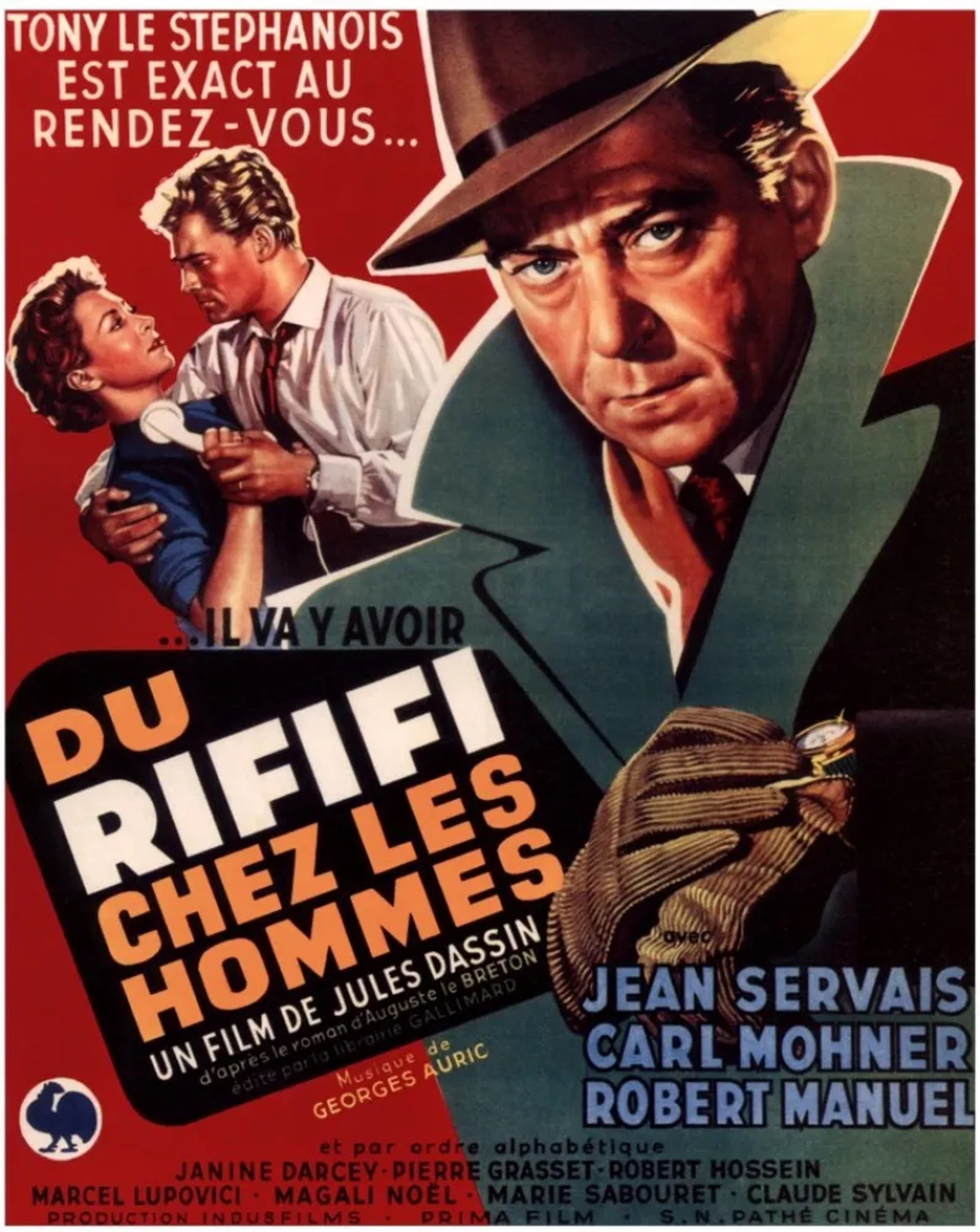 Janine Darcey, Carl Möhner, and Jean Servais in Rififi (1955)