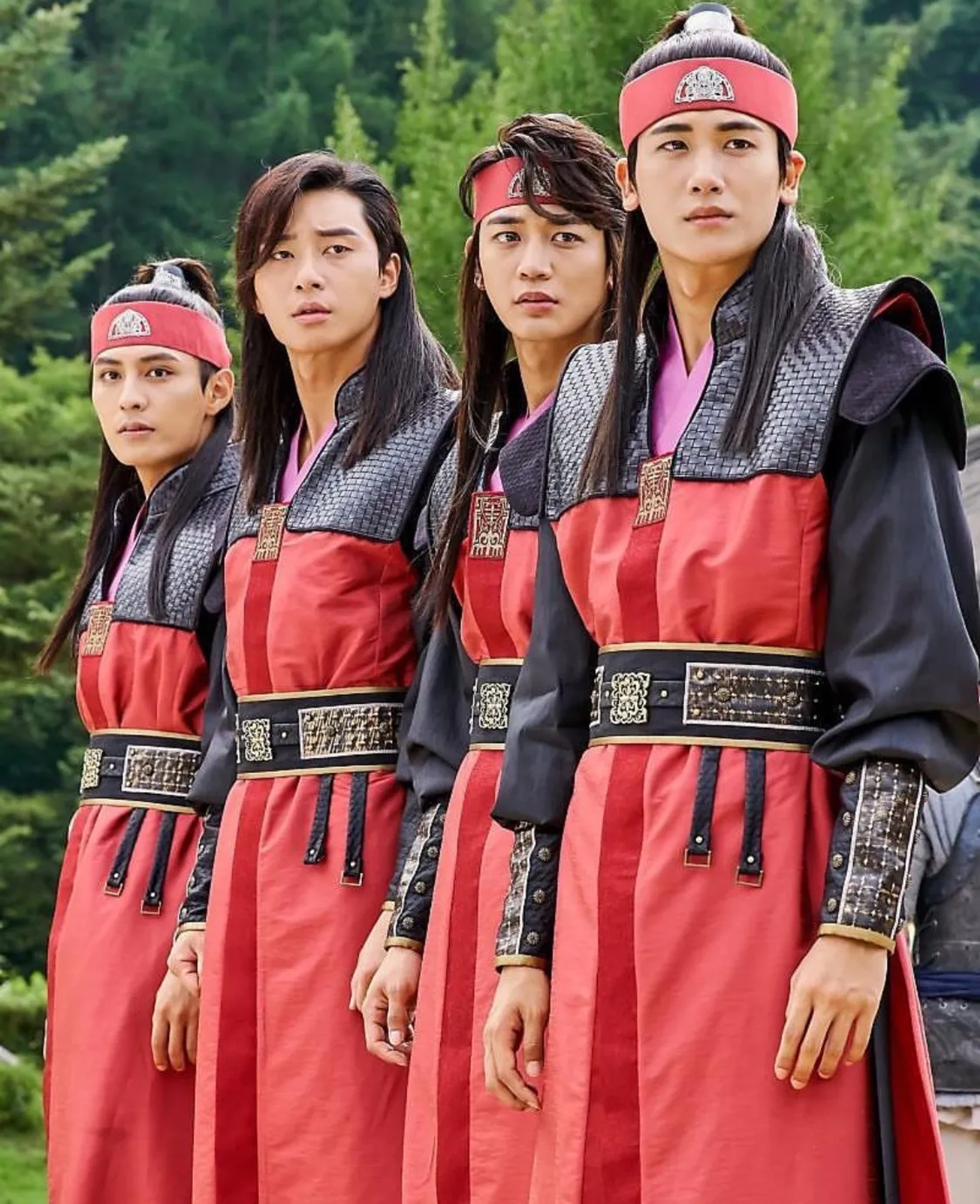 Ji-han Do, Choi Minho, Park Hyung-sik, and Park Seo-joon in Hwarang: The Poet Warrior Youth (2016)