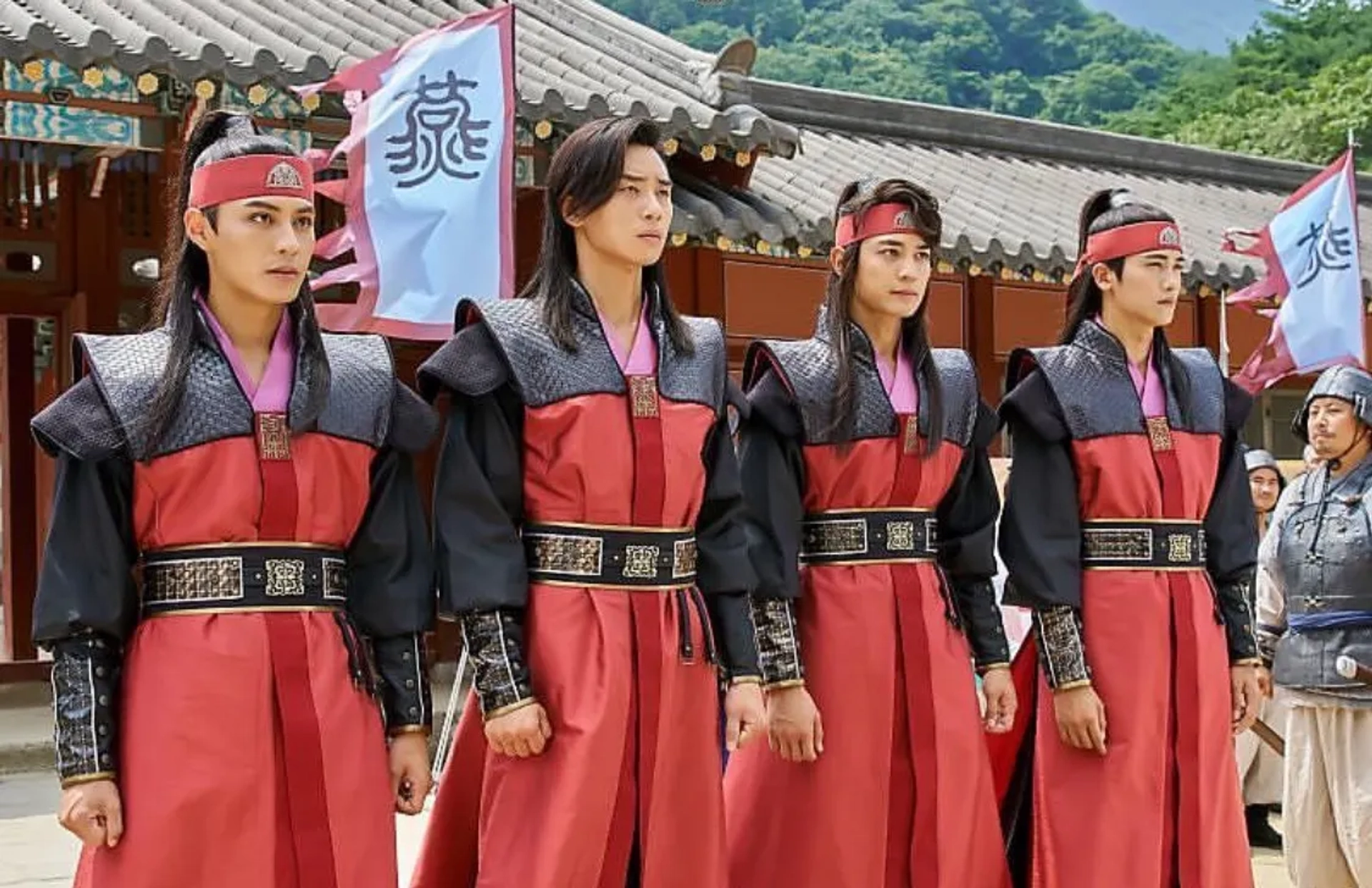 Ji-han Do, Choi Minho, Park Hyung-sik, and Park Seo-joon in Hwarang: The Poet Warrior Youth (2016)