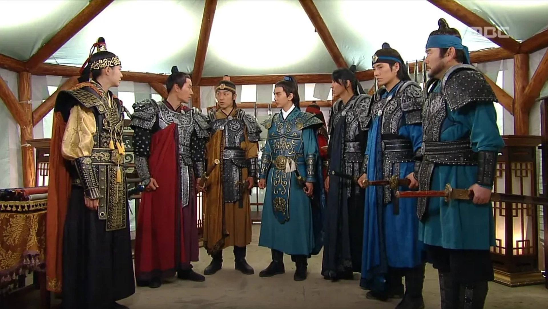 Yo-won Lee, Ho-geun Jeong, Yoo Seung-ho, Tae-woong Eom, Kim Nam-gil, Sang-uk Joo, and Seung-hyo Lee in The Great Queen Seondeok (2009)