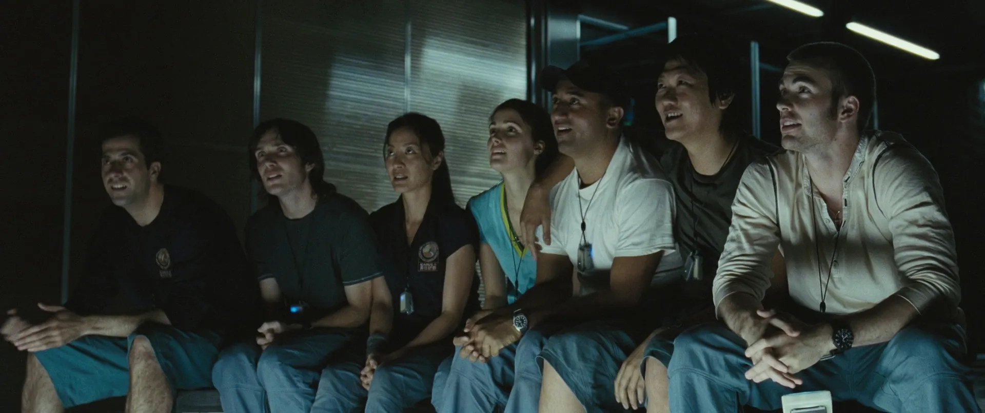 Michelle Yeoh, Troy Garity, Rose Byrne, Cliff Curtis, Chris Evans, Cillian Murphy, Hiroyuki Sanada, and Benedict Wong in Sunshine (2007)