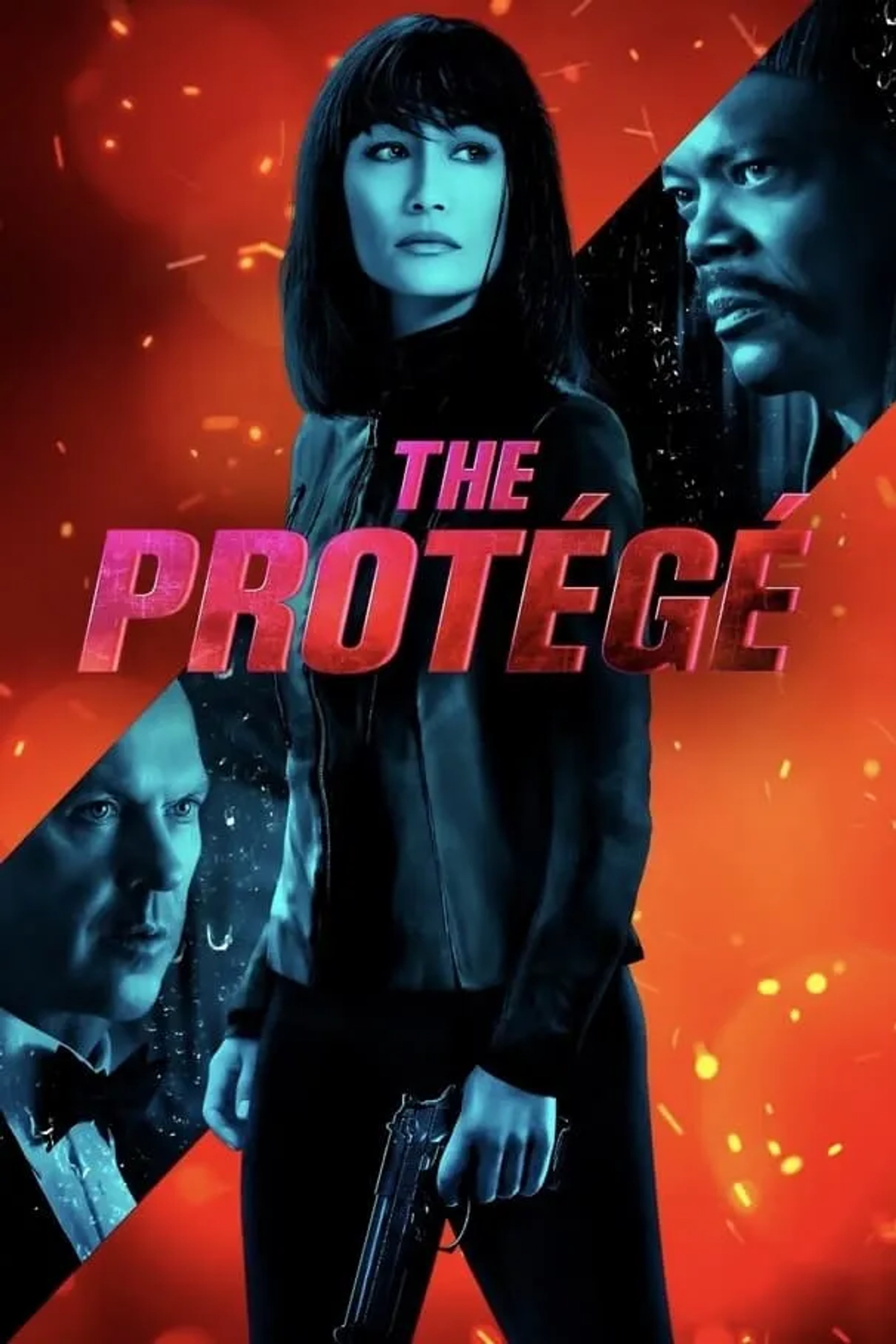 Samuel L. Jackson, Michael Keaton, and Maggie Q in The Protégé (2021)