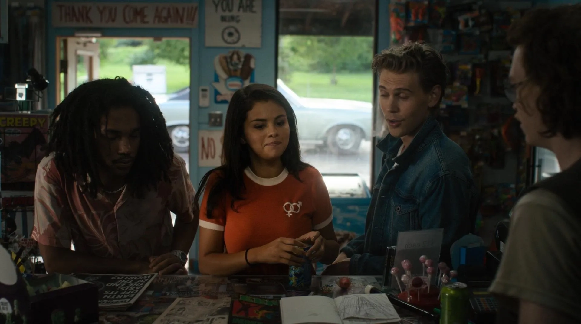 Selena Gomez, Austin Butler, Caleb Landry Jones, and Luka Sabbat in The Dead Don't Die (2019)