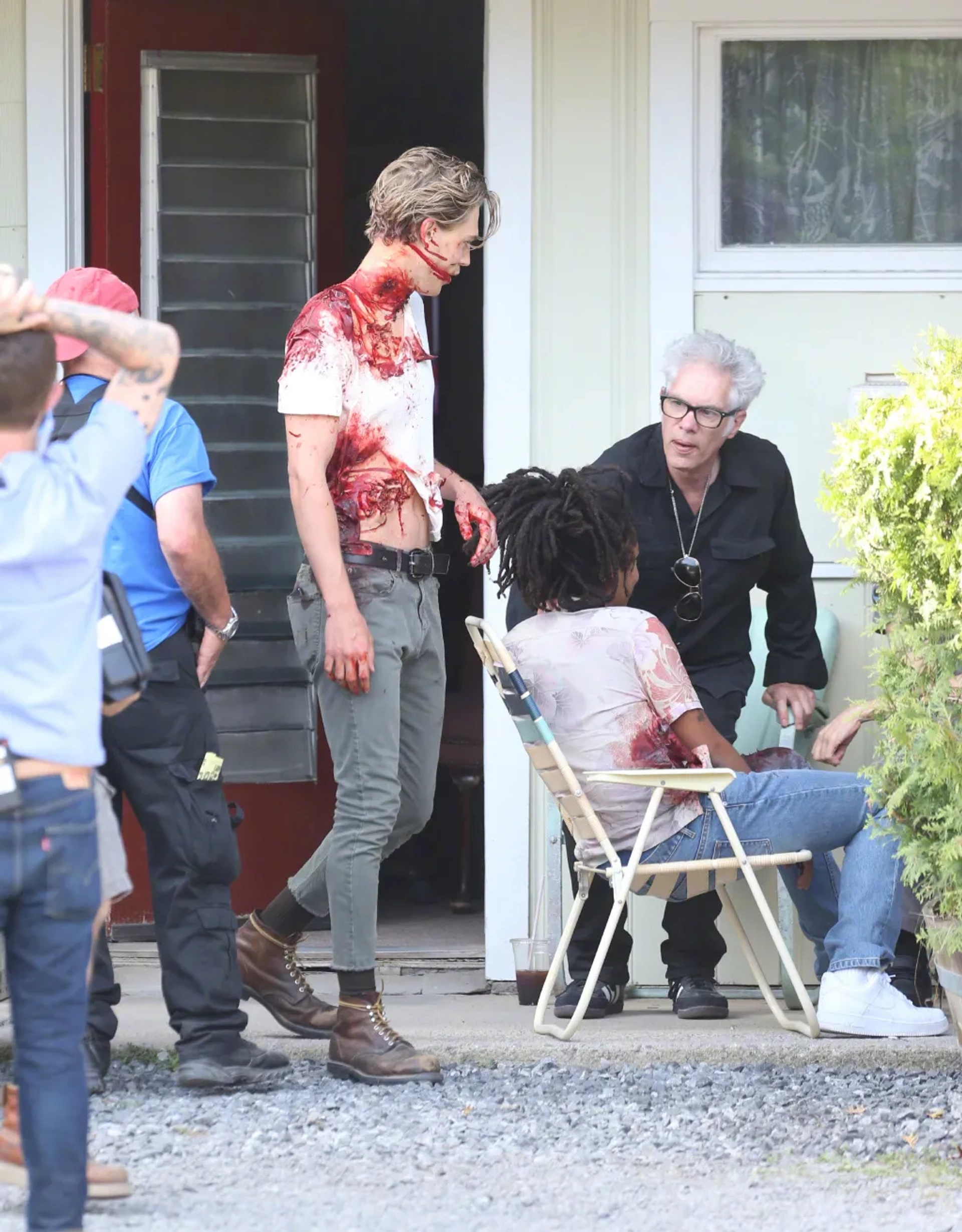 Jim Jarmusch, Austin Butler, and Luka Sabbat in The Dead Don't Die (2019)