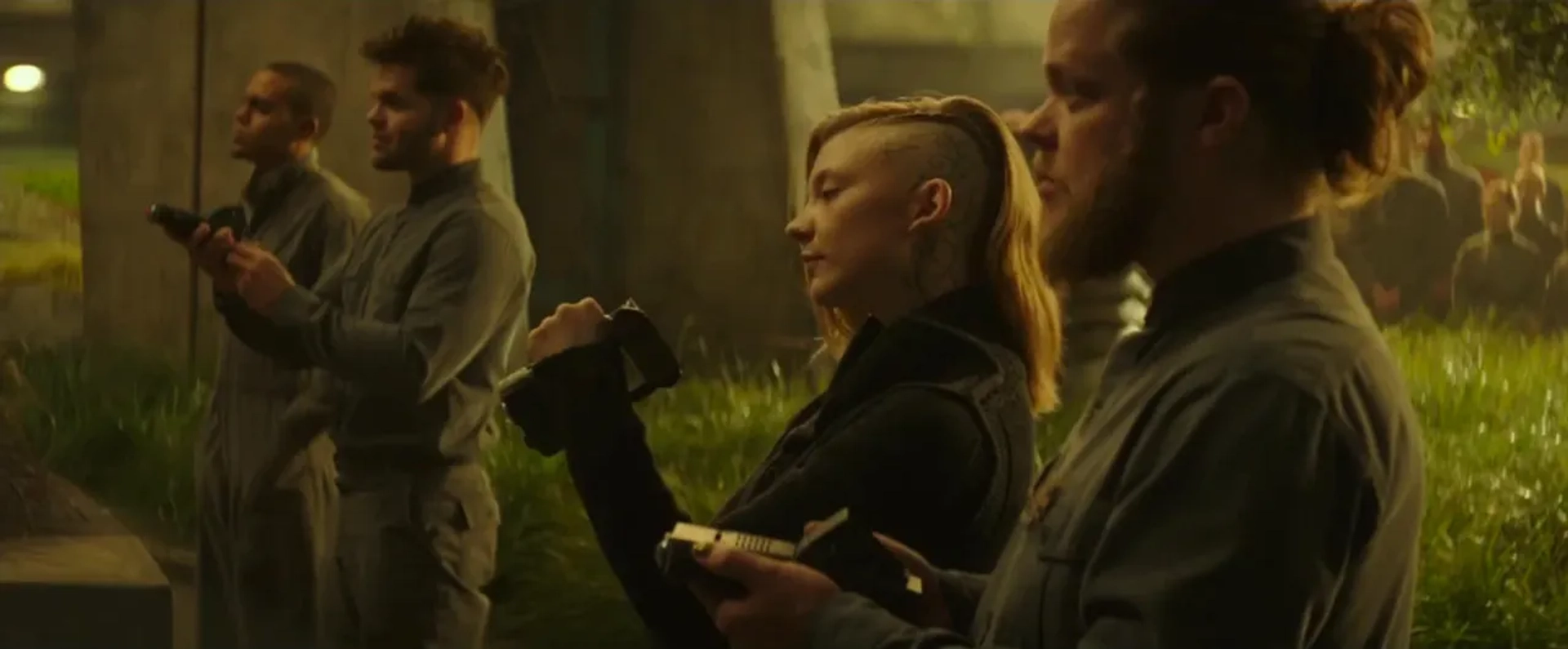 Elden Henson, Wes Chatham, Natalie Dormer, and Evan Ross in The Hunger Games: Mockingjay - Part 2 (2015)