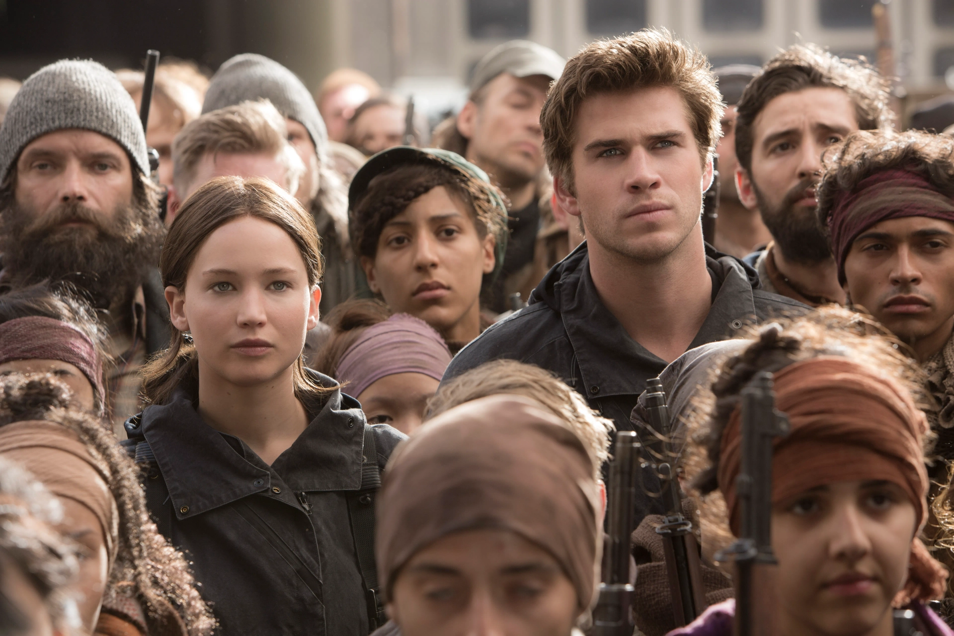 Jennifer Lawrence and Liam Hemsworth in The Hunger Games: Mockingjay - Part 2 (2015)