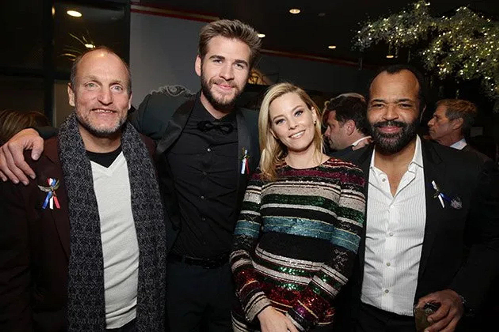 Woody Harrelson, Elizabeth Banks, Jeffrey Wright, and Liam Hemsworth in The Hunger Games: Mockingjay - Part 2 (2015)