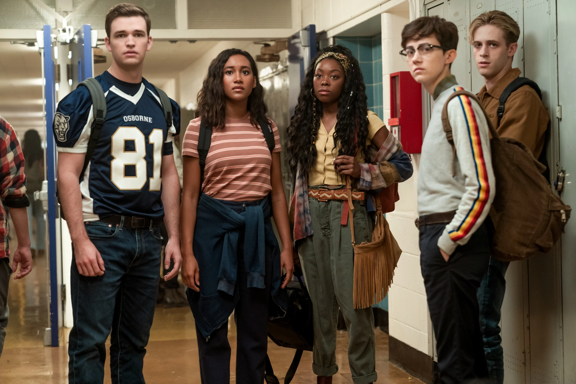 Sydney Park, Burkely Duffield, Asjha Cooper, Dale Whibley, and Jesse LaTourette in There's Someone Inside Your House (2021)