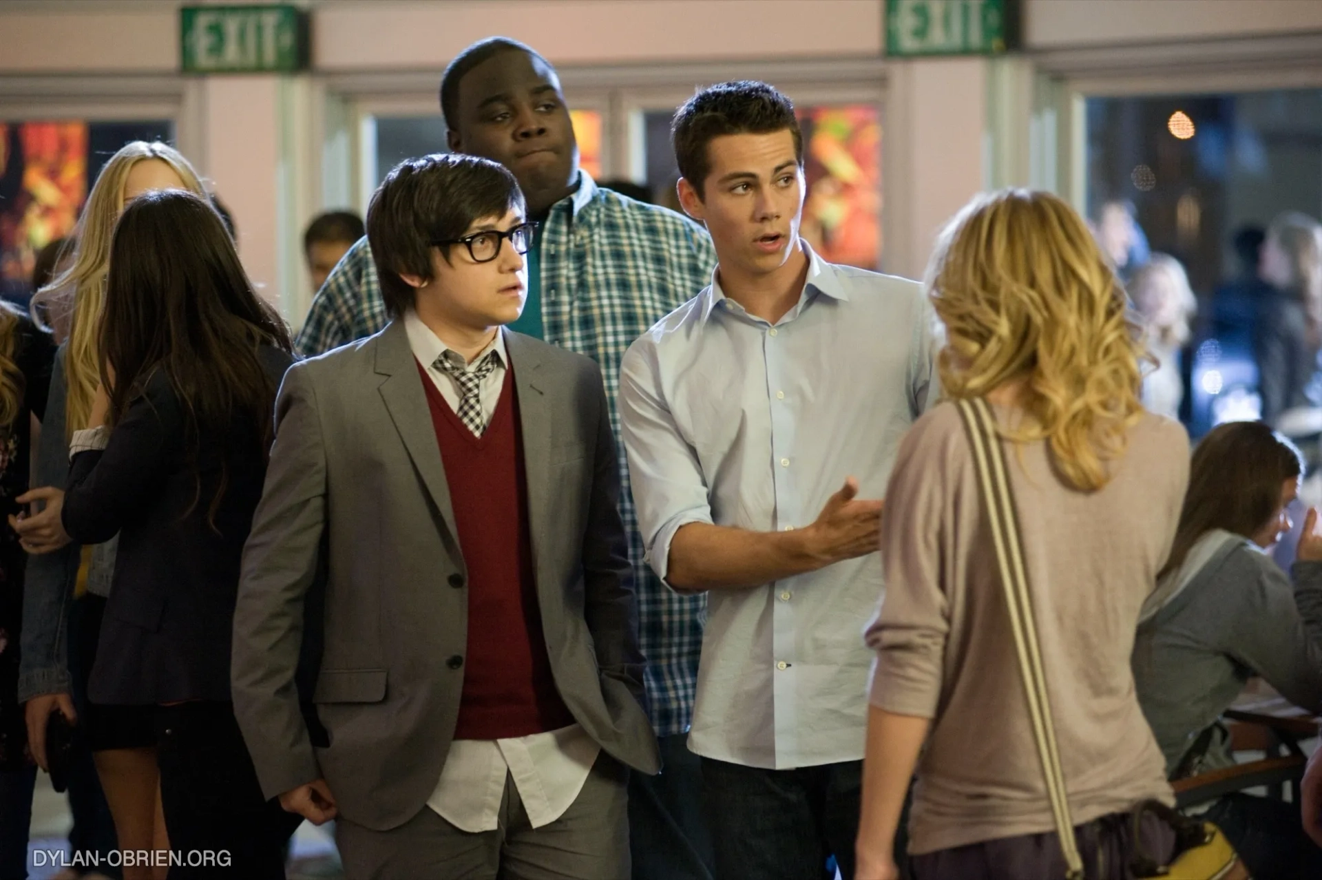 Craig Roberts, Britt Robertson, Lamarcus Tinker, and Dylan O'Brien in The First Time (2012)