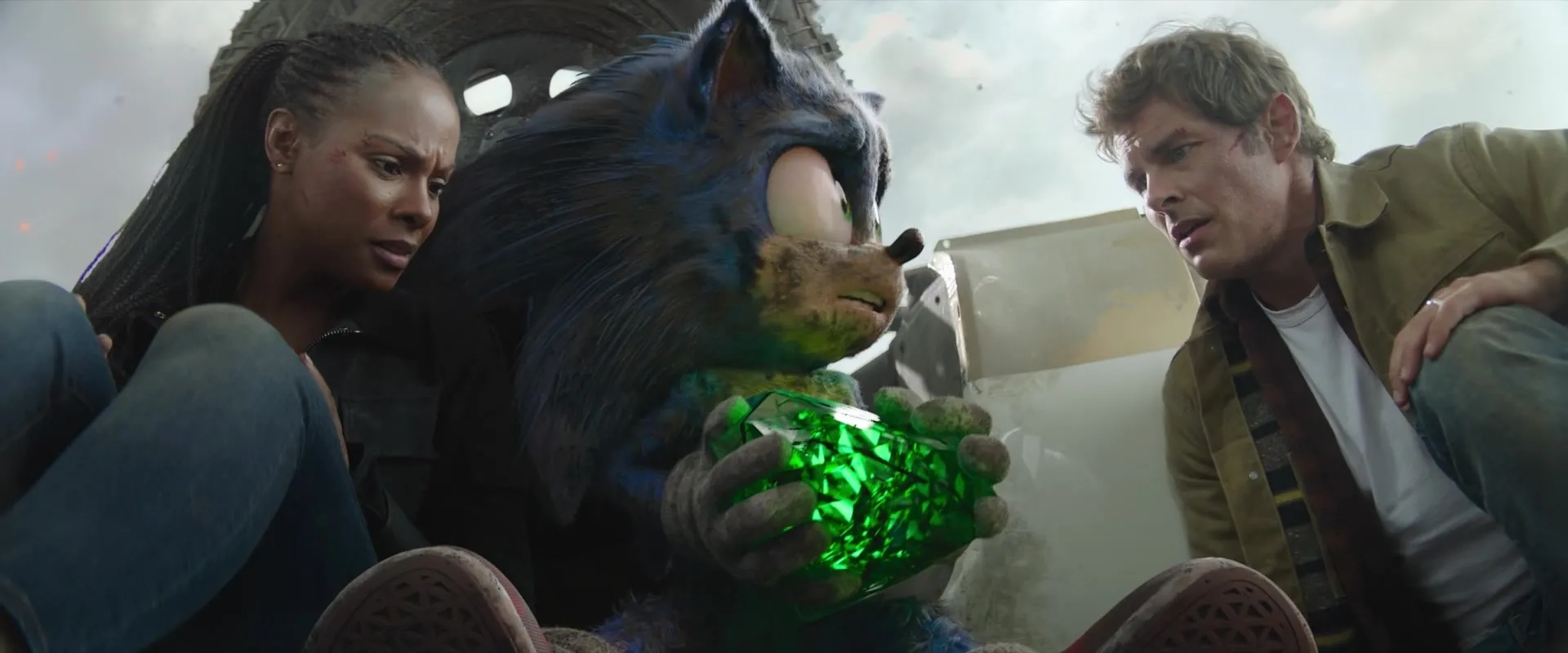 James Marsden, Tika Sumpter, and Ben Schwartz in Sonic the Hedgehog 2 (2022)