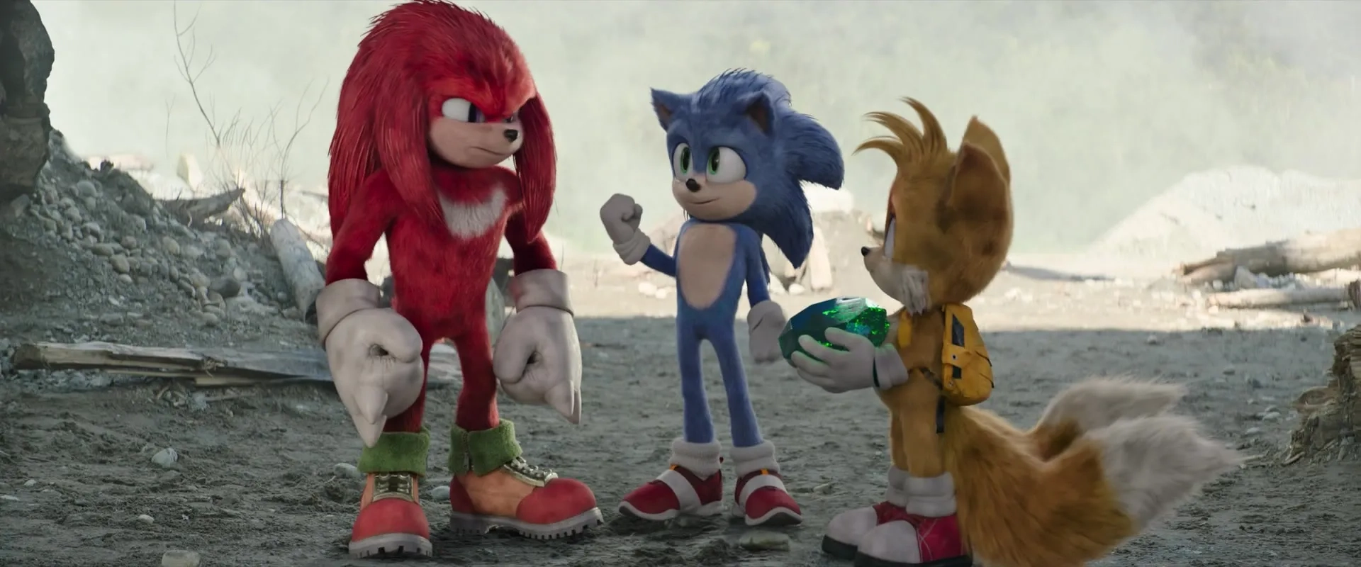 Idris Elba, Colleen O'Shaughnessey, and Ben Schwartz in Sonic the Hedgehog 2 (2022)