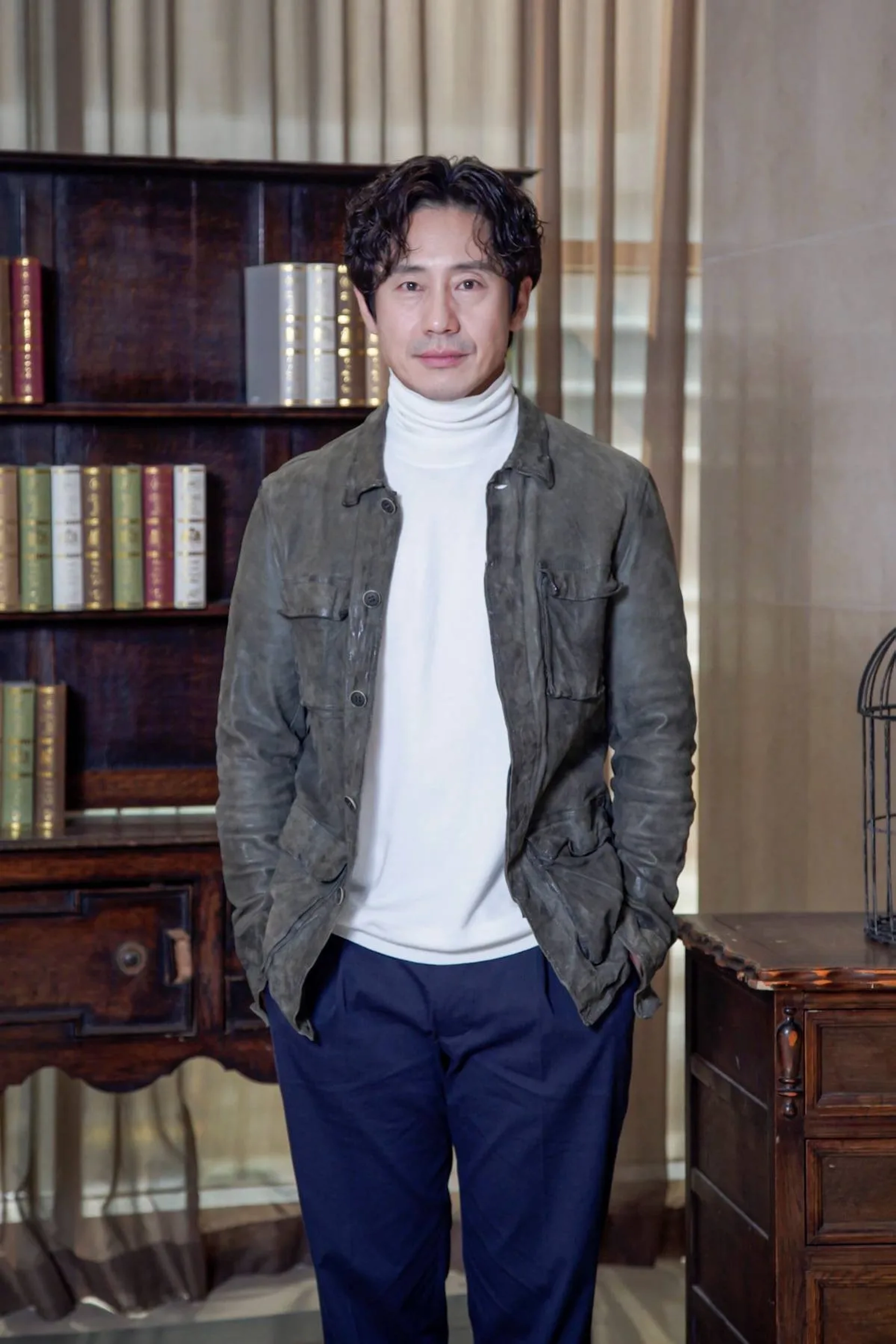 Shin Ha-kyun at an event for Beyond Evil (2021)