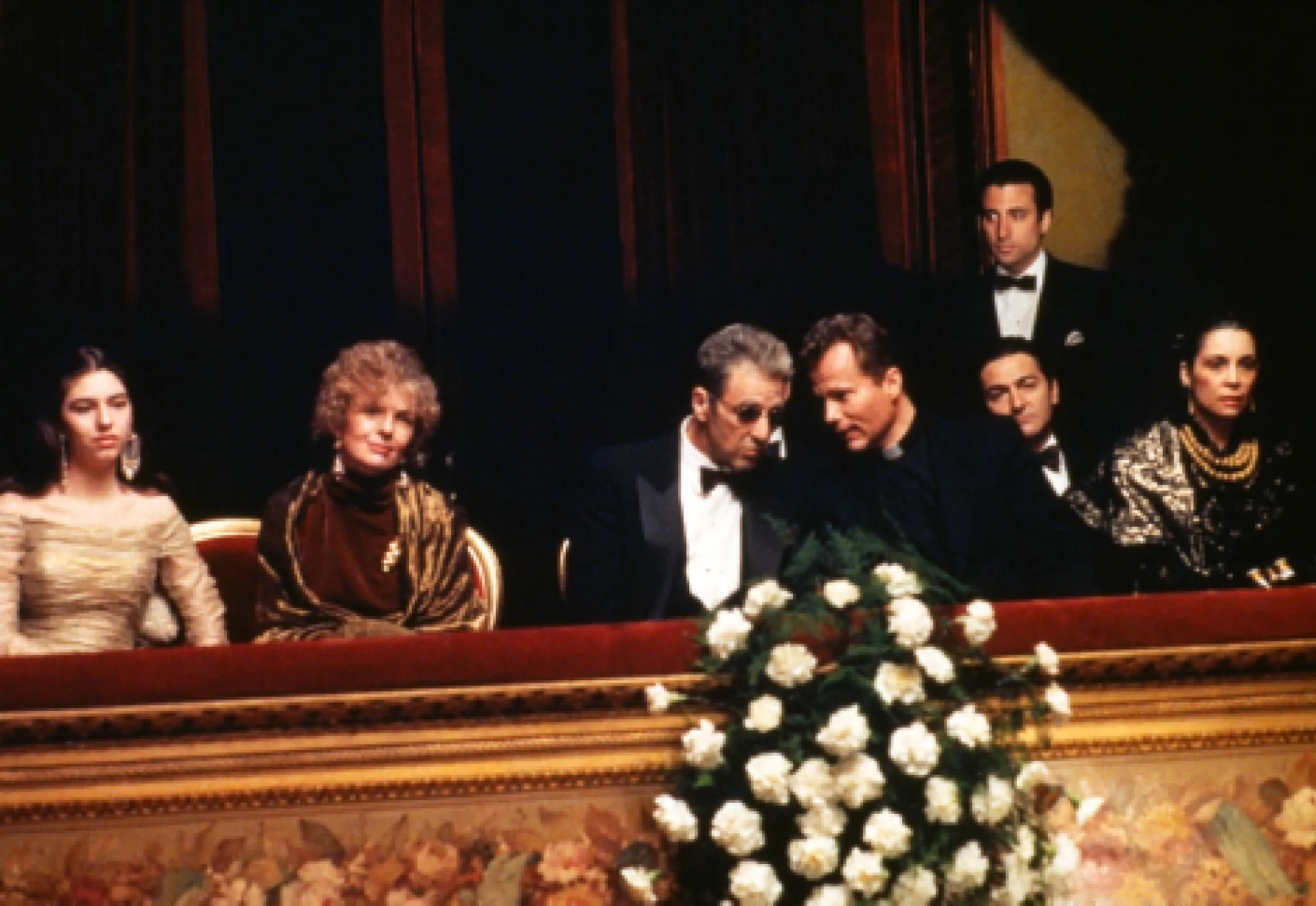 Al Pacino, Andy Garcia, Diane Keaton, Sofia Coppola, John Savage, Talia Shire, and Don Novello in The Godfather Part III (1990)