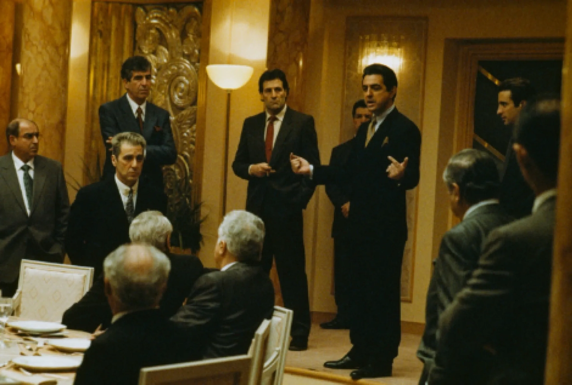 Al Pacino, Andy Garcia, and Joe Mantegna in The Godfather Part III (1990)