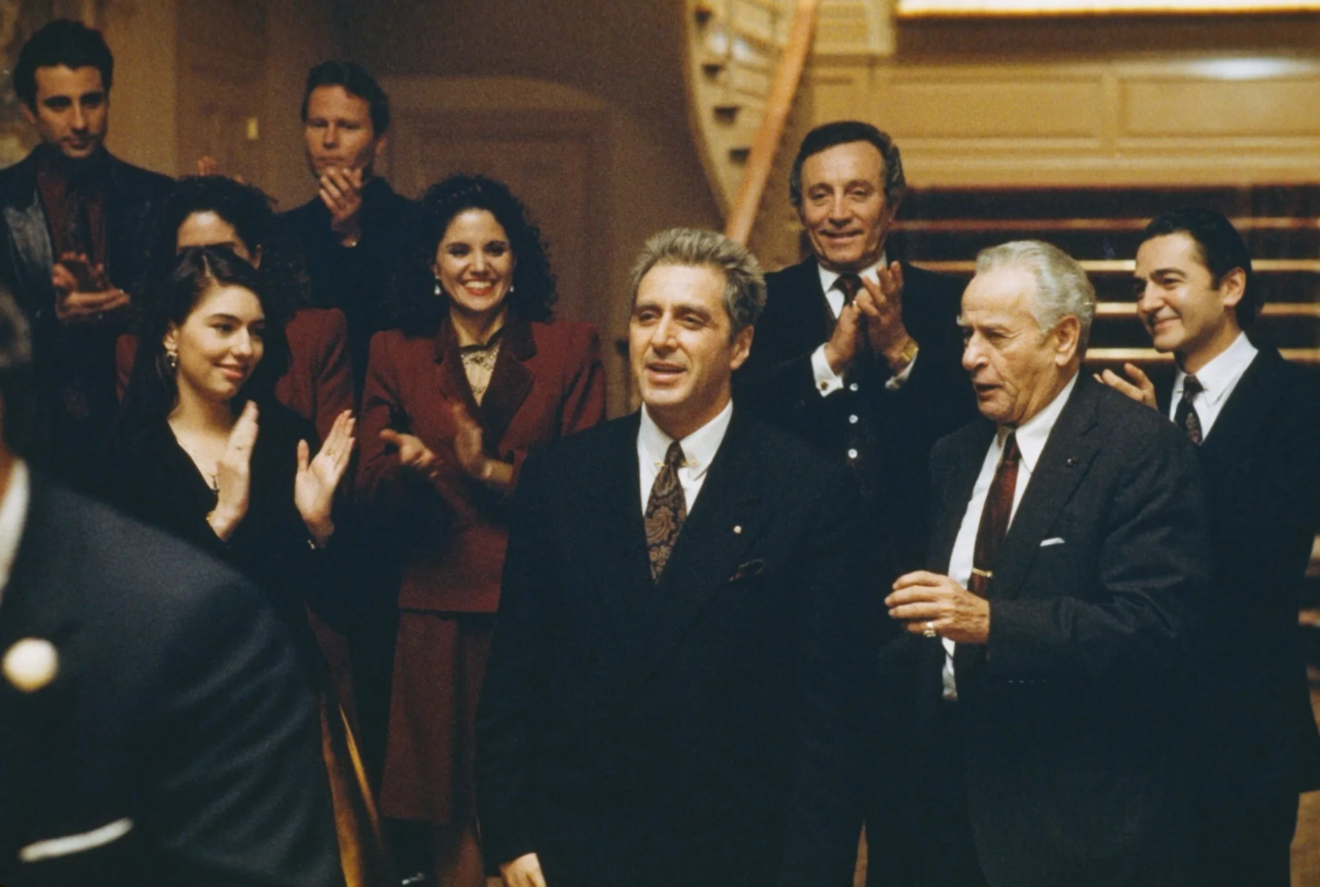 Al Pacino, Andy Garcia, Sofia Coppola, John Savage, Al Martino, Don Novello, and Eli Wallach in The Godfather Part III (1990)