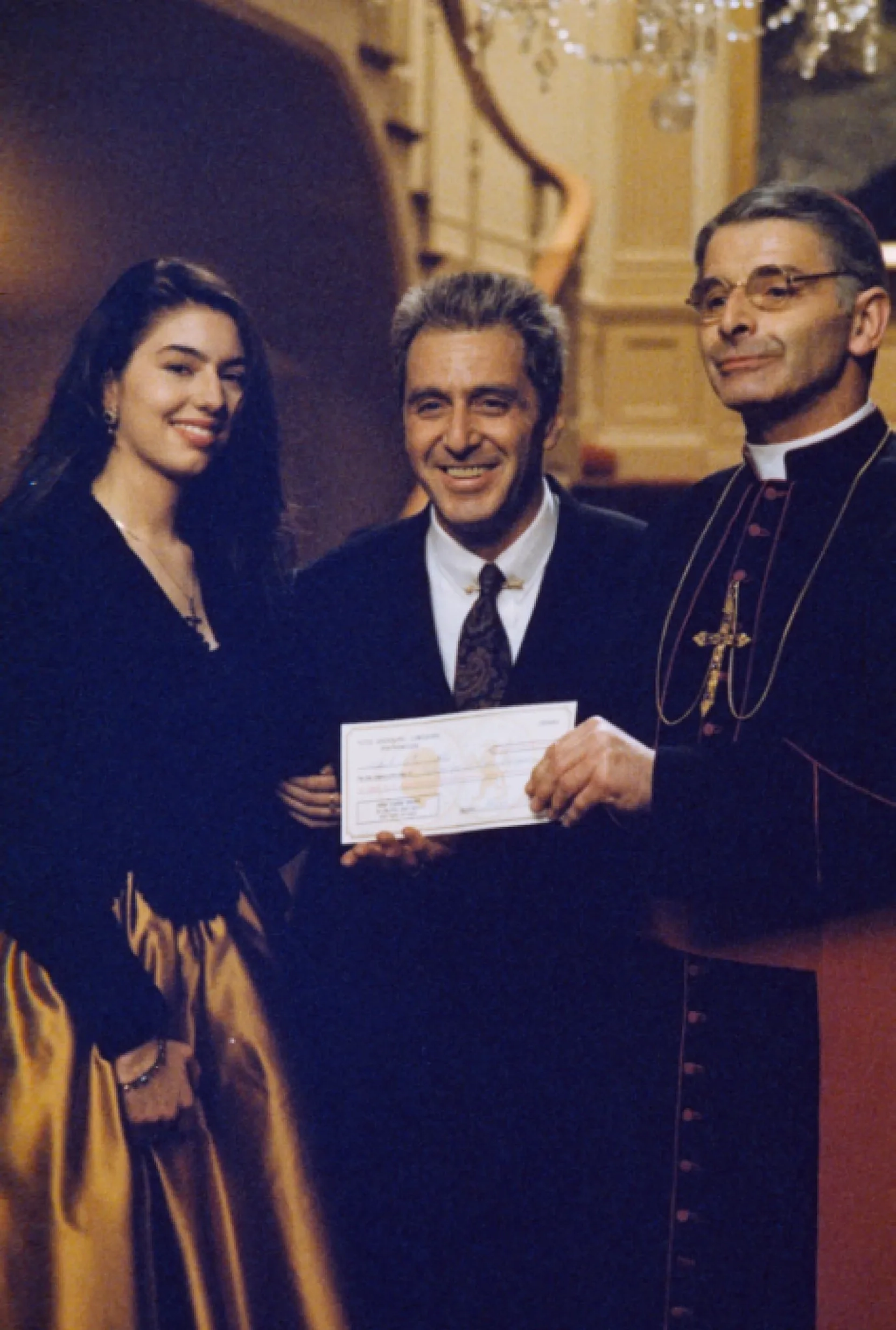 Al Pacino, Sofia Coppola, and Donal Donnelly in The Godfather Part III (1990)