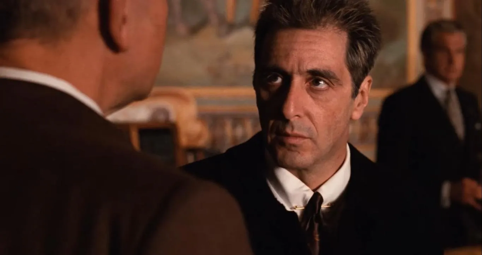 Al Pacino, George Hamilton, and Enzo Robutti in The Godfather Part III (1990)