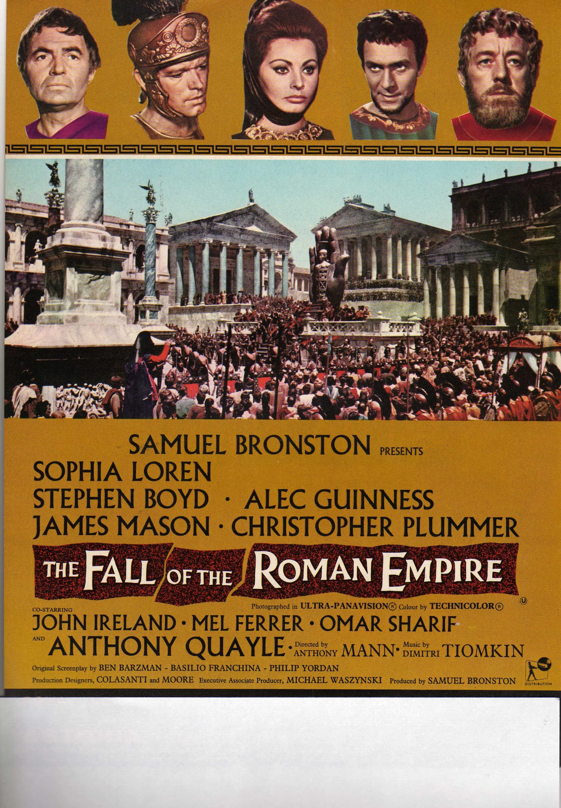 Alec Guinness, Sophia Loren, James Mason, Stephen Boyd, and Christopher Plummer in The Fall of the Roman Empire (1964)