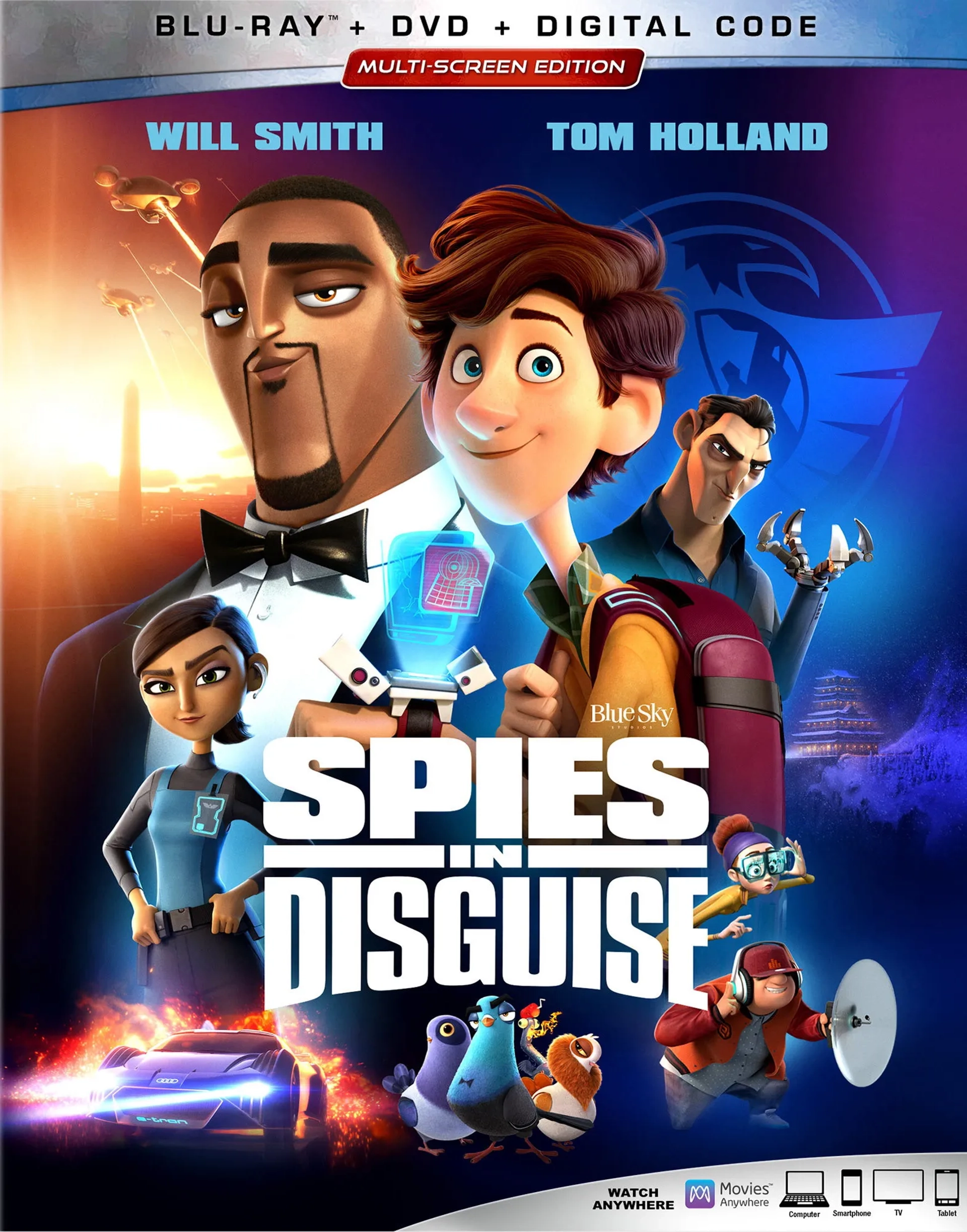 Will Smith, Rashida Jones, Ben Mendelsohn, Kimberly Brooks, DJ Khaled, Karen Gillan, and Tom Holland in Spies in Disguise (2019)