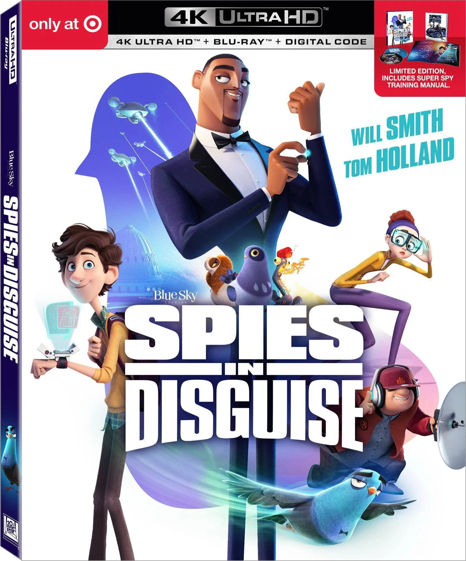 Will Smith, DJ Khaled, Karen Gillan, and Tom Holland in Spies in Disguise (2019)