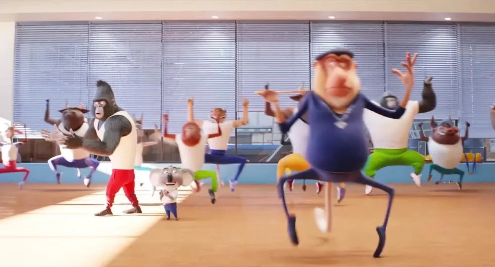 Matthew McConaughey, Adam Buxton, and Taron Egerton in Sing 2 (2021)