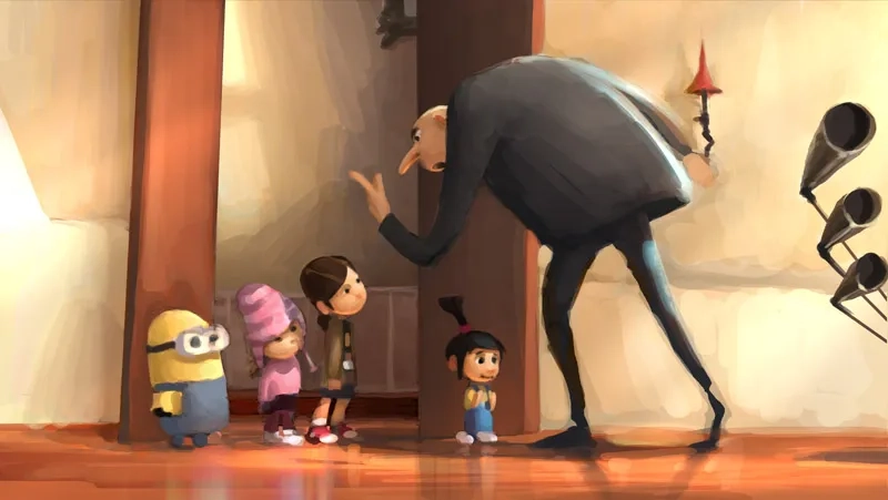 Steve Carell, Miranda Cosgrove, Pierre Coffin, Elsie Fisher, and Dana Gaier in Despicable Me (2010)