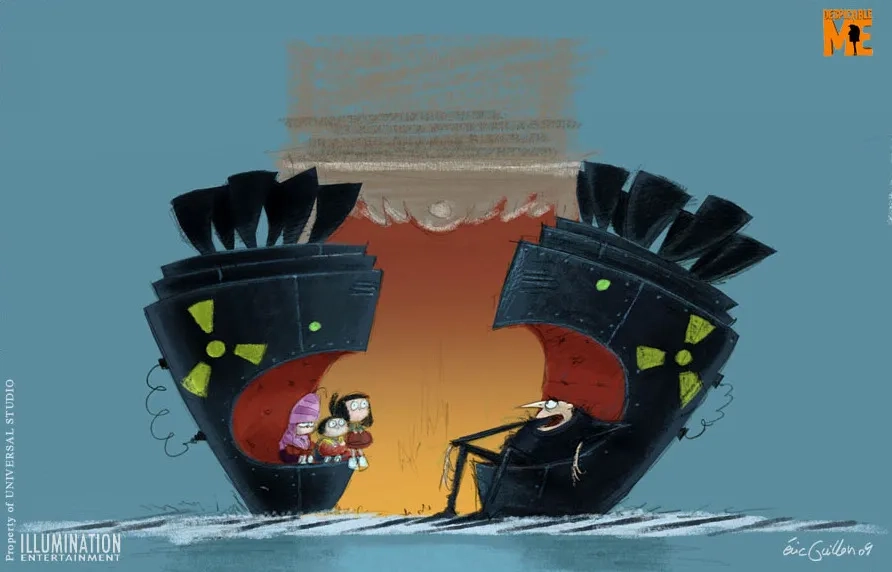 Steve Carell, Miranda Cosgrove, Elsie Fisher, and Dana Gaier in Despicable Me (2010)