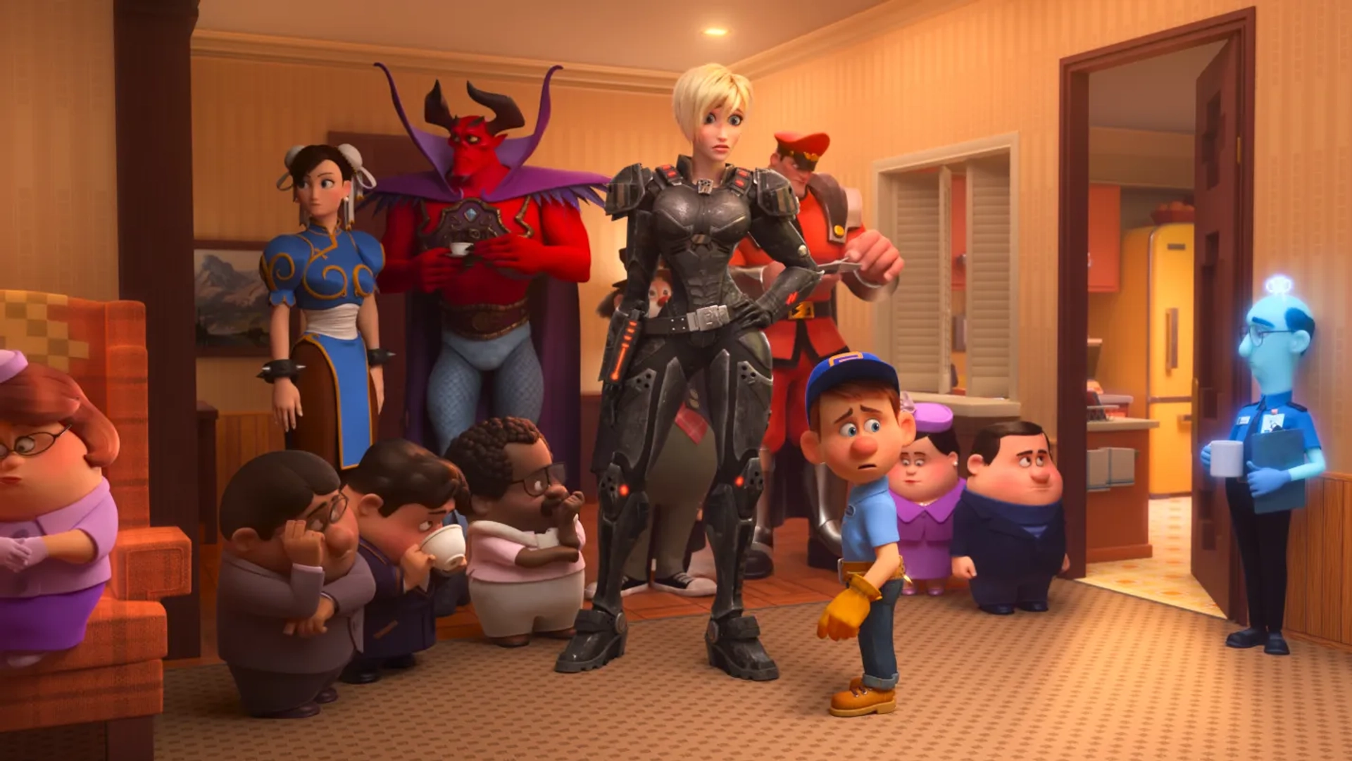 Jane Lynch and Jack McBrayer in Ralph Breaks the Internet (2018)