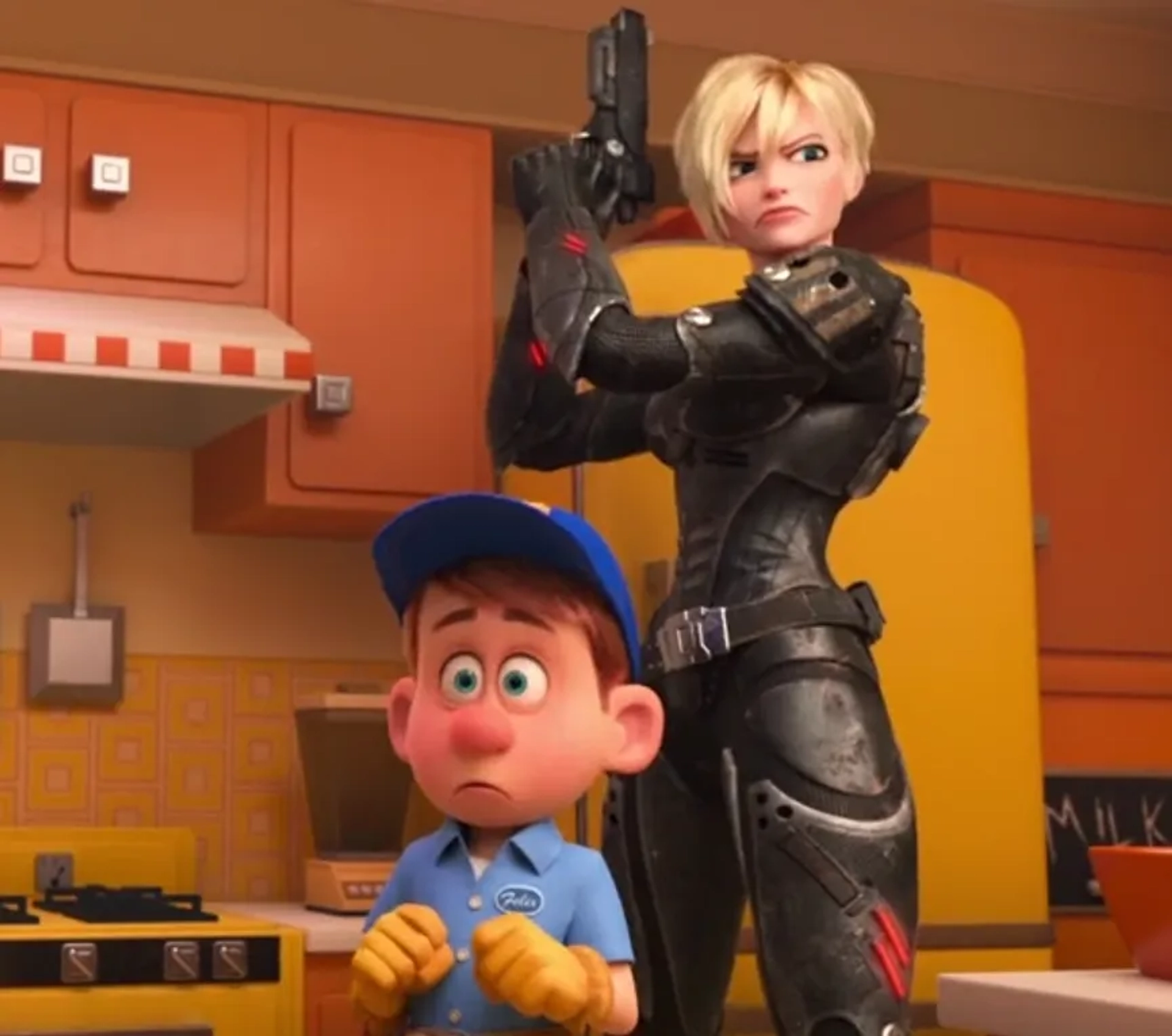 Jane Lynch and Jack McBrayer in Ralph Breaks the Internet (2018)