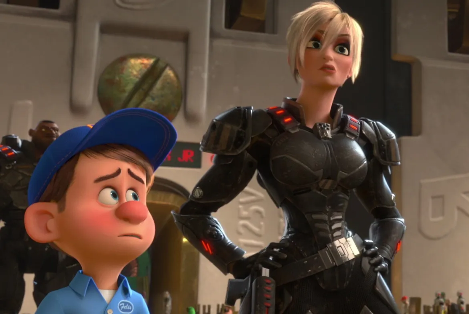 Jane Lynch and Jack McBrayer in Ralph Breaks the Internet (2018)