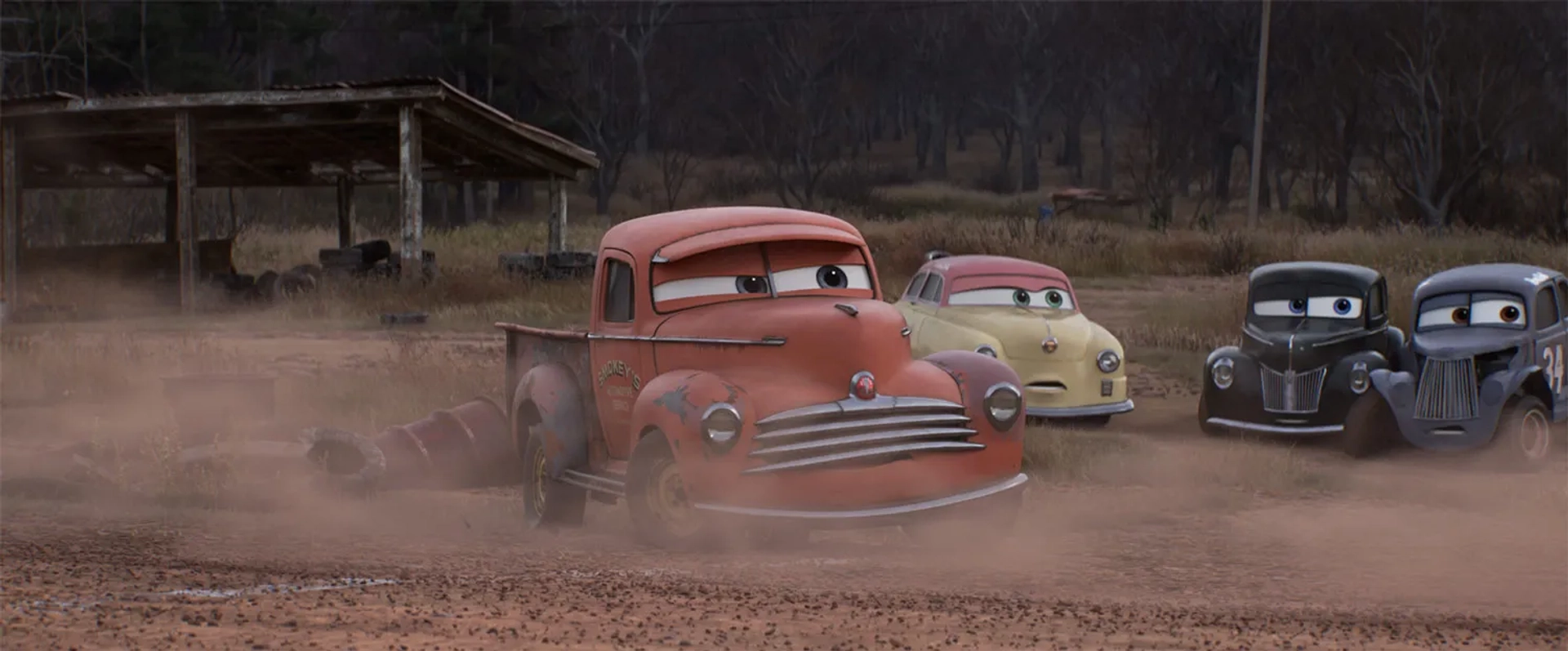 Chris Cooper, Margo Martindale, Isiah Whitlock Jr., and Junior Johnson in Cars 3 (2017)