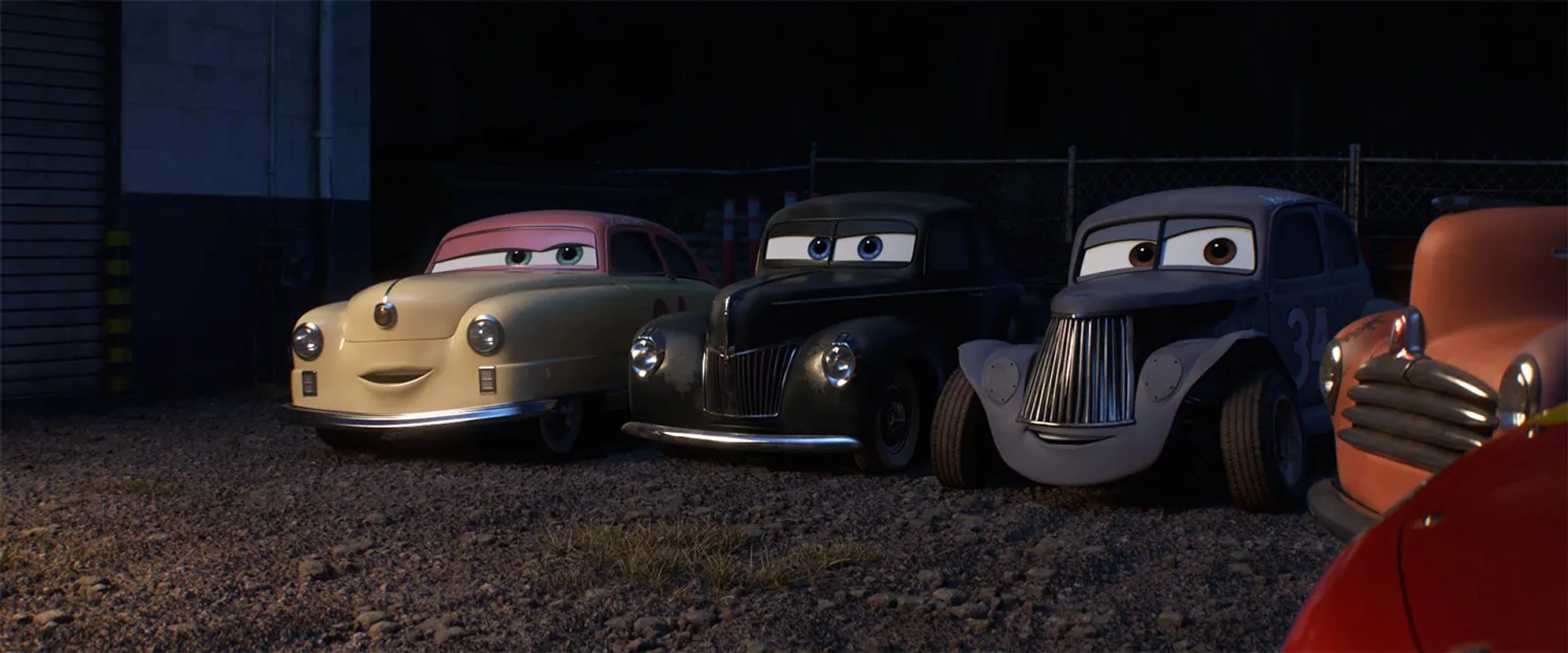 Chris Cooper, Nathan Fillion, Margo Martindale, Isiah Whitlock Jr., and Junior Johnson in Cars 3 (2017)