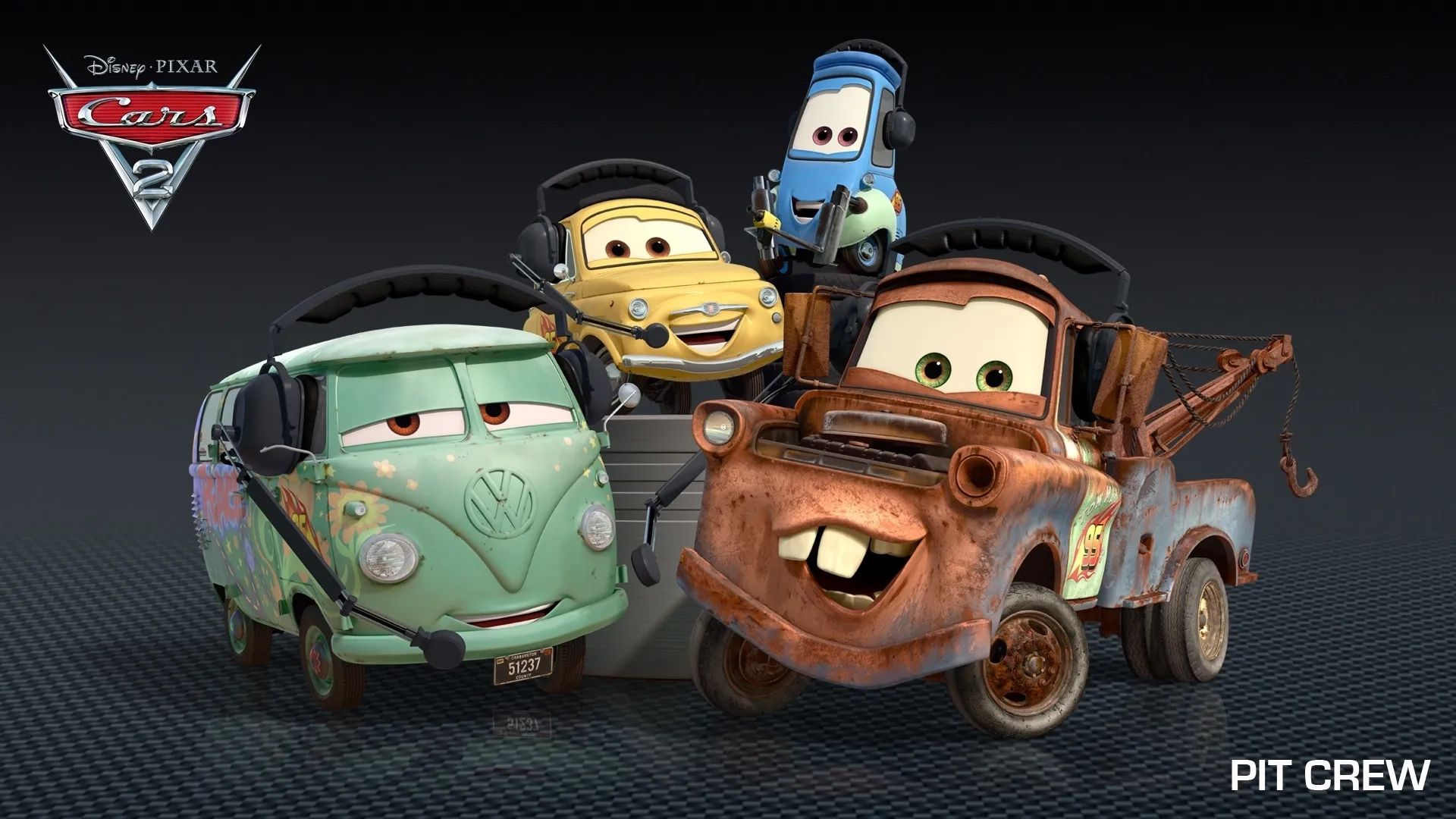 Tony Shalhoub, Guido Quaroni, Lloyd Sherr, and Larry the Cable Guy in Cars 2 (2011)