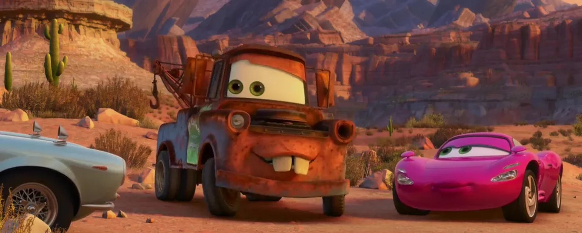 Michael Caine, Emily Mortimer, and Larry the Cable Guy in Cars 2 (2011)