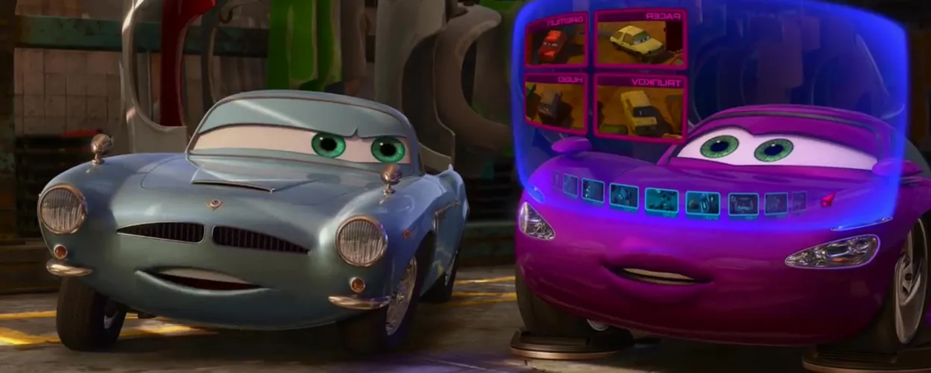 Michael Caine and Emily Mortimer in Cars 2 (2011)