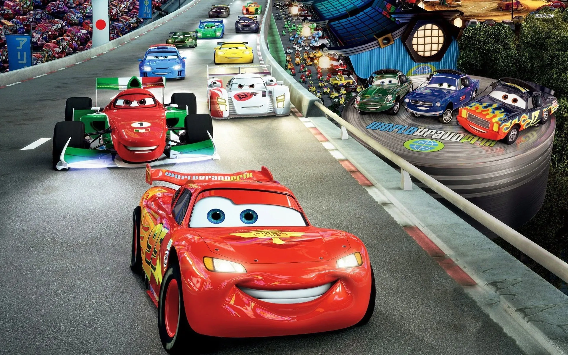 John Turturro, Owen Wilson, Jeff Gordon, David Hobbs, Brent Musburger, André Sogliuzzo, Jon Molerio, Darrell Waltrip, David Boat, Paul Nakauchi, Barbara Kottmeier, and Lewis Hamilton in Cars 2 (2011)