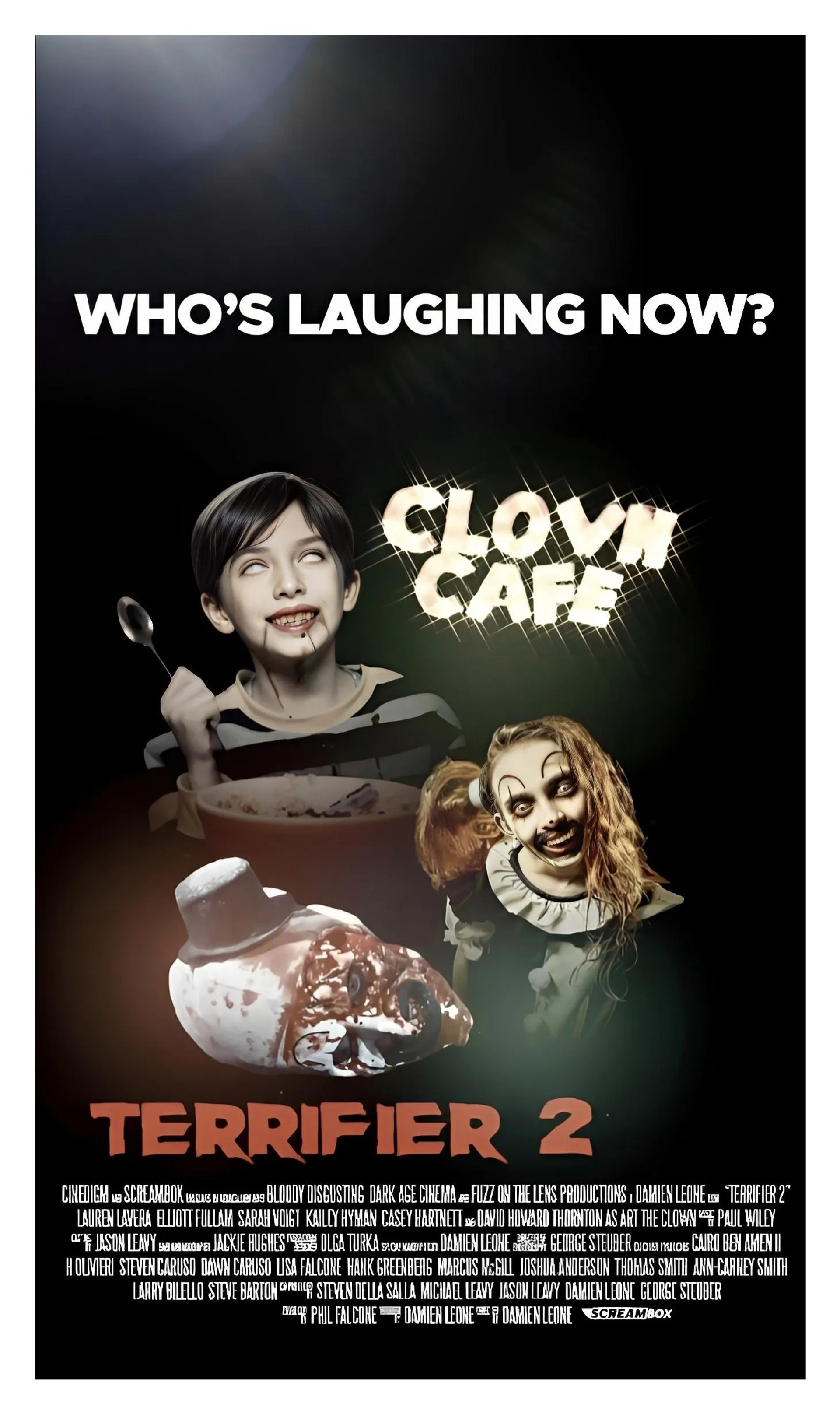 Amelie McLain, Wesley Holloway, and David Howard Thornton in Terrifier 2 (2022)