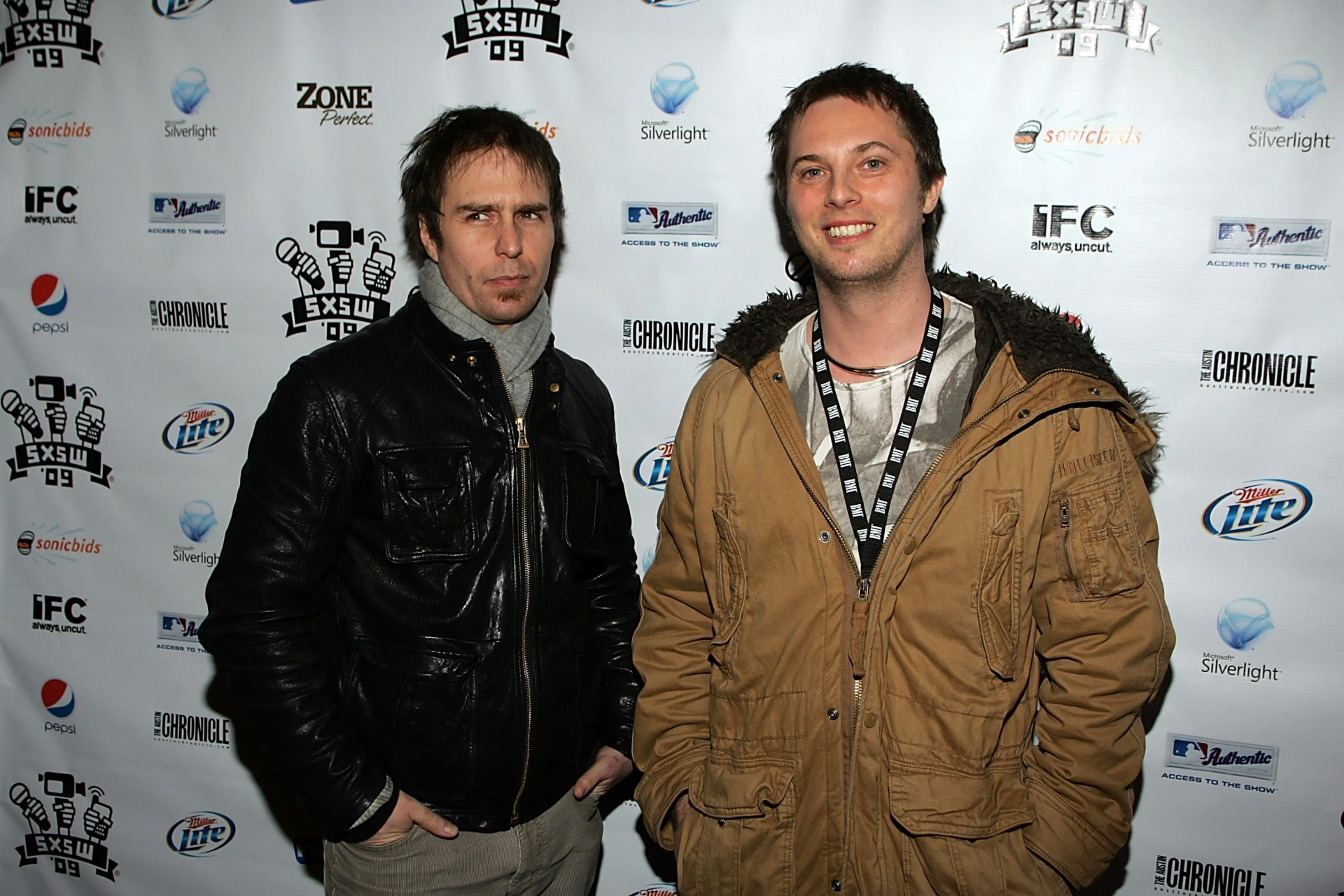 Sam Rockwell and Duncan Jones at an event for Moon (2009)