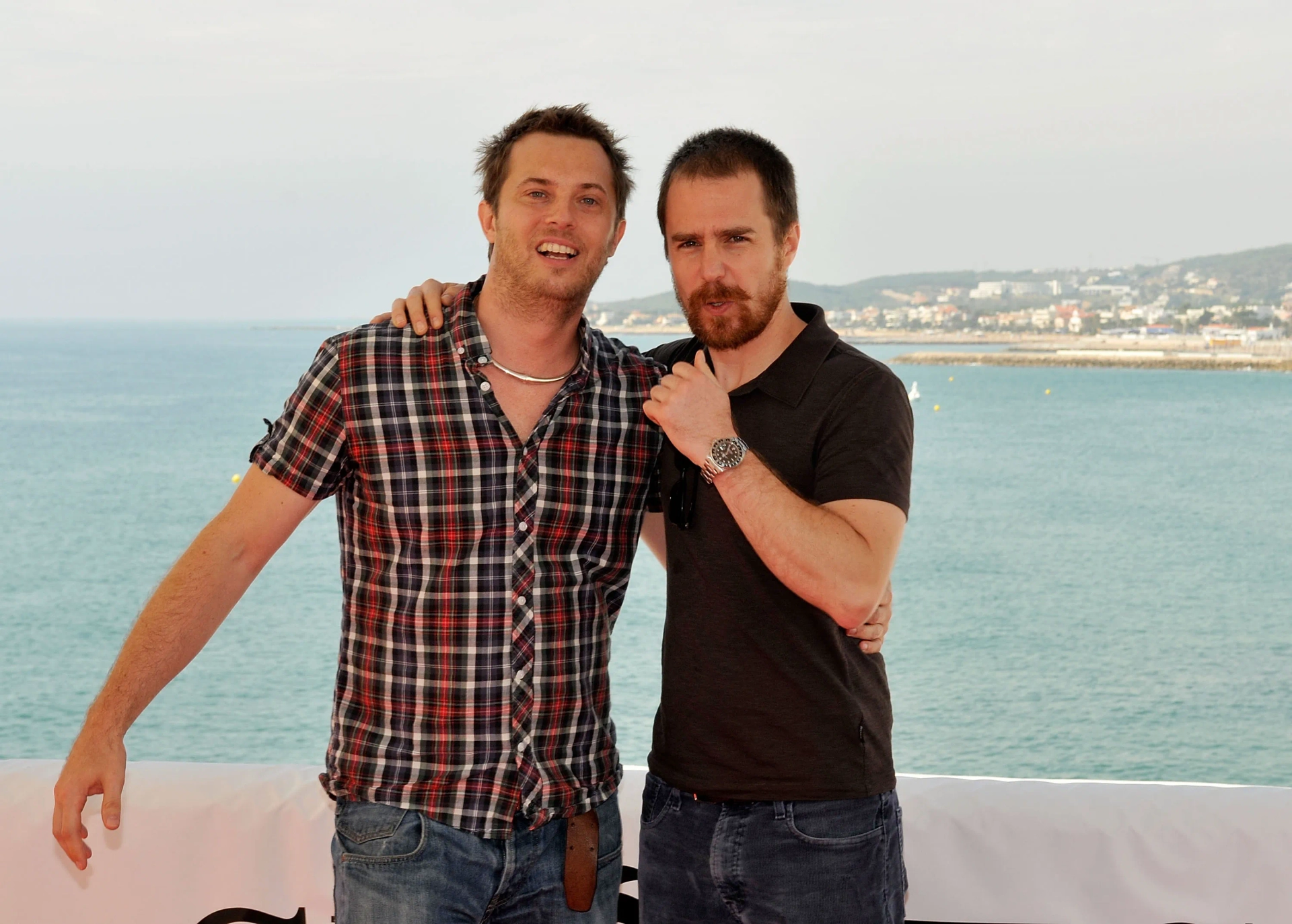 Sam Rockwell and Duncan Jones at an event for Moon (2009)