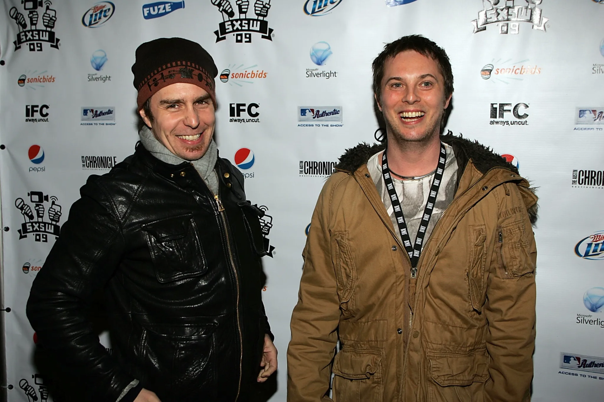 Sam Rockwell and Duncan Jones at an event for Moon (2009)