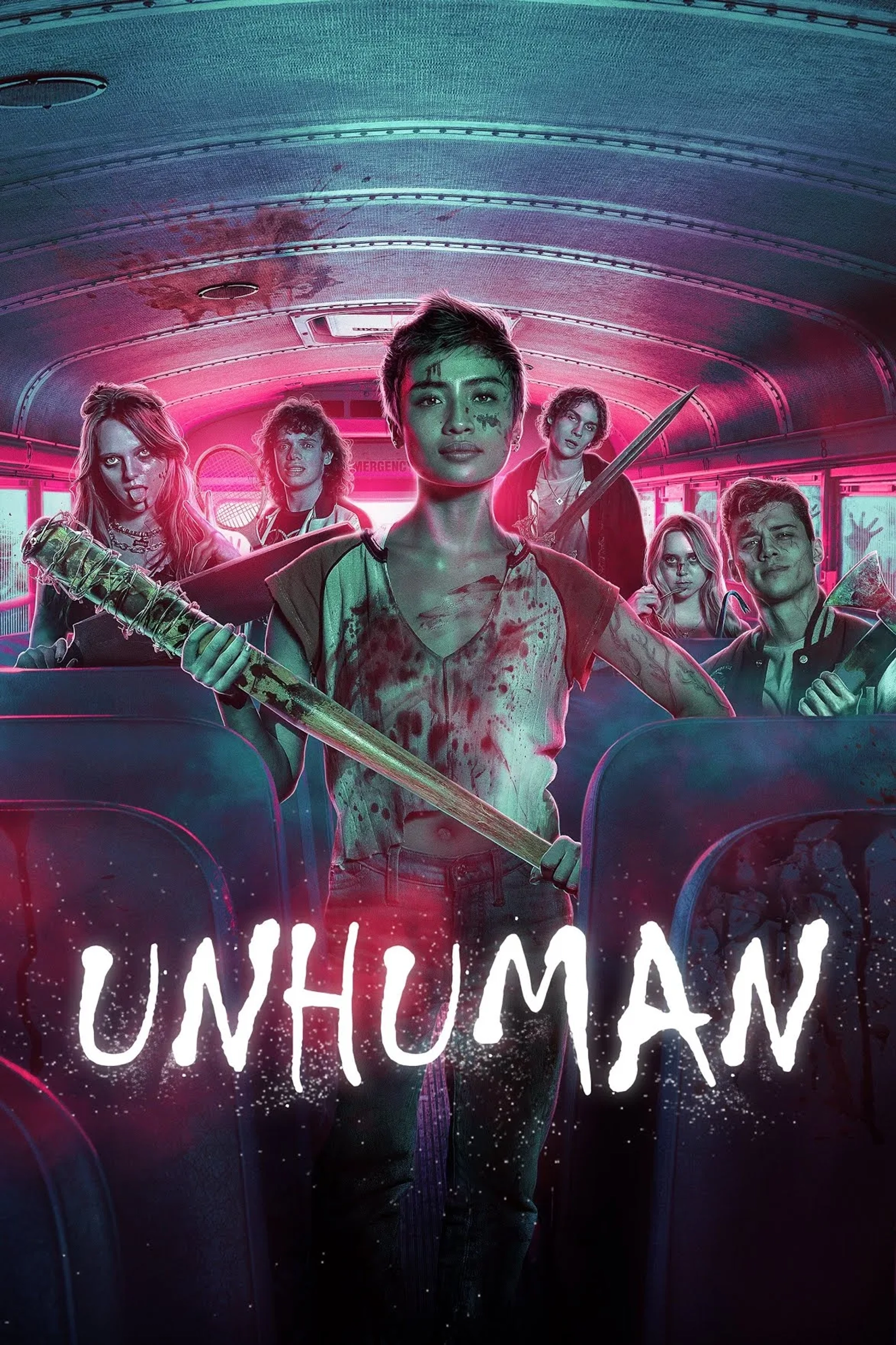 Uriah Shelton, Brianne Tju, Lo Graham, Drew Scheid, Benjamin Wadsworth, and Ali Gallo in Unhuman (2022)