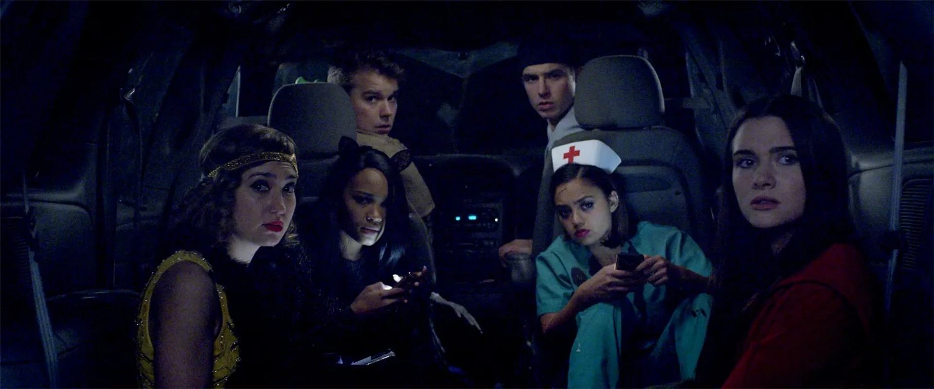 Lauryn Alisa McClain, Andrew Lewis Caldwell, Katie Stevens, Will Brittain, Schuyler Helford, and Shazi Raja in Haunt (2019)