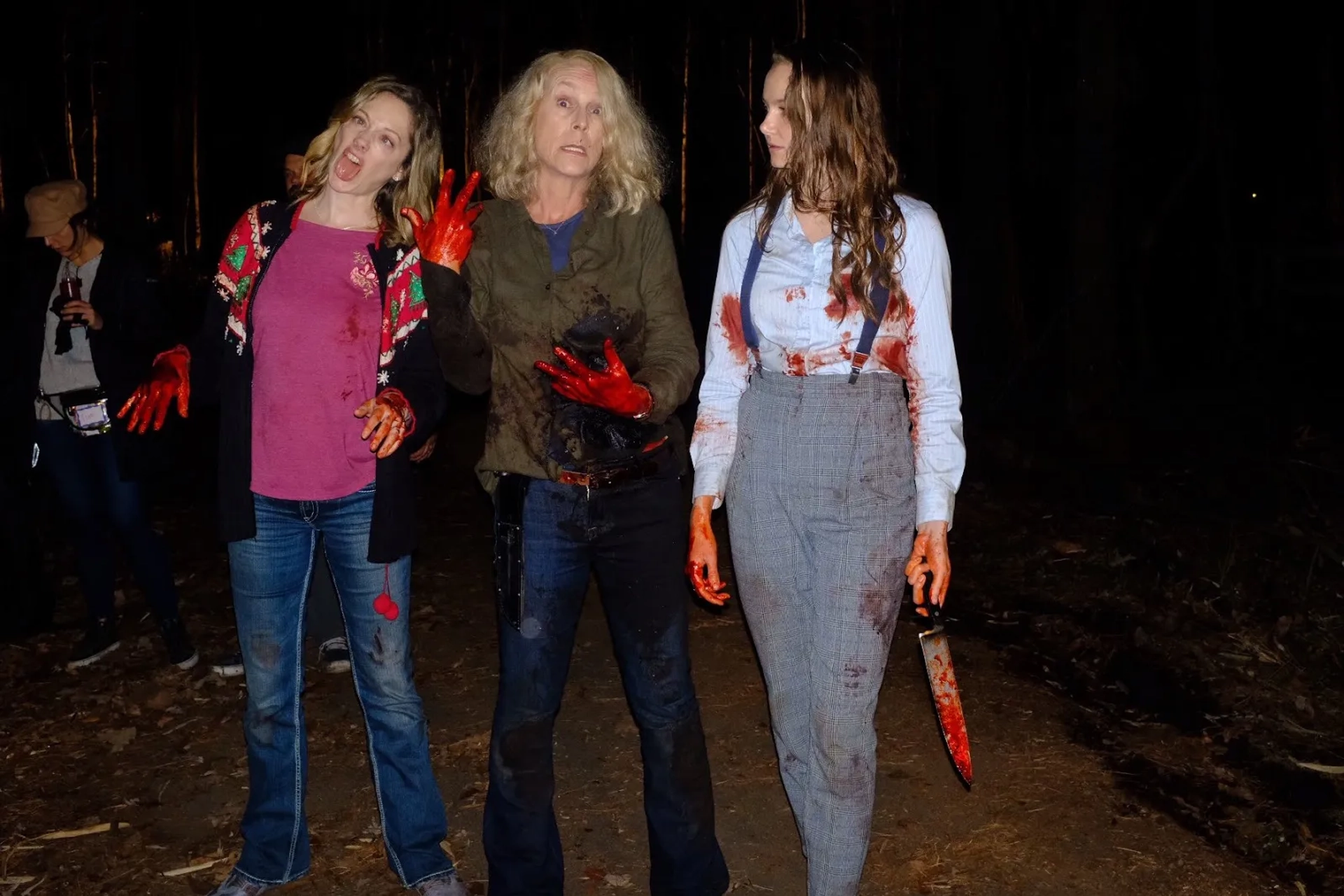 Jamie Lee Curtis, Judy Greer, and Andi Matichak in Halloween Kills (2021)