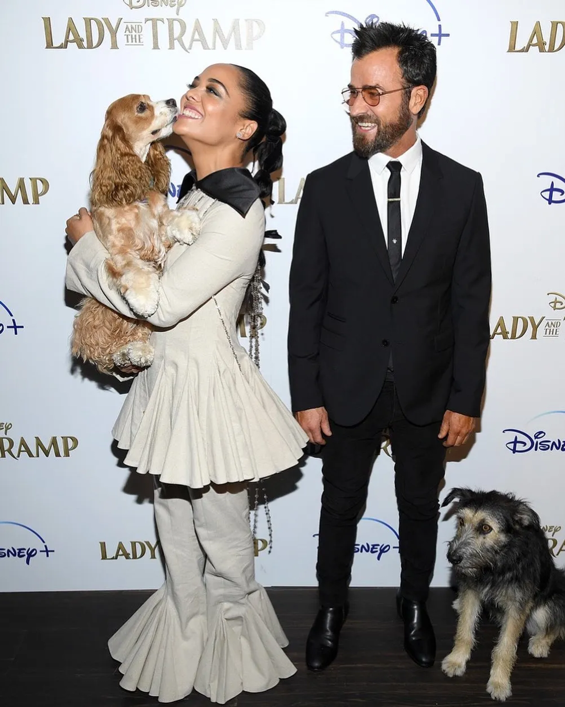 Justin Theroux, Rose, Monte, and Tessa Thompson at an event for Lady and the Tramp (2019)