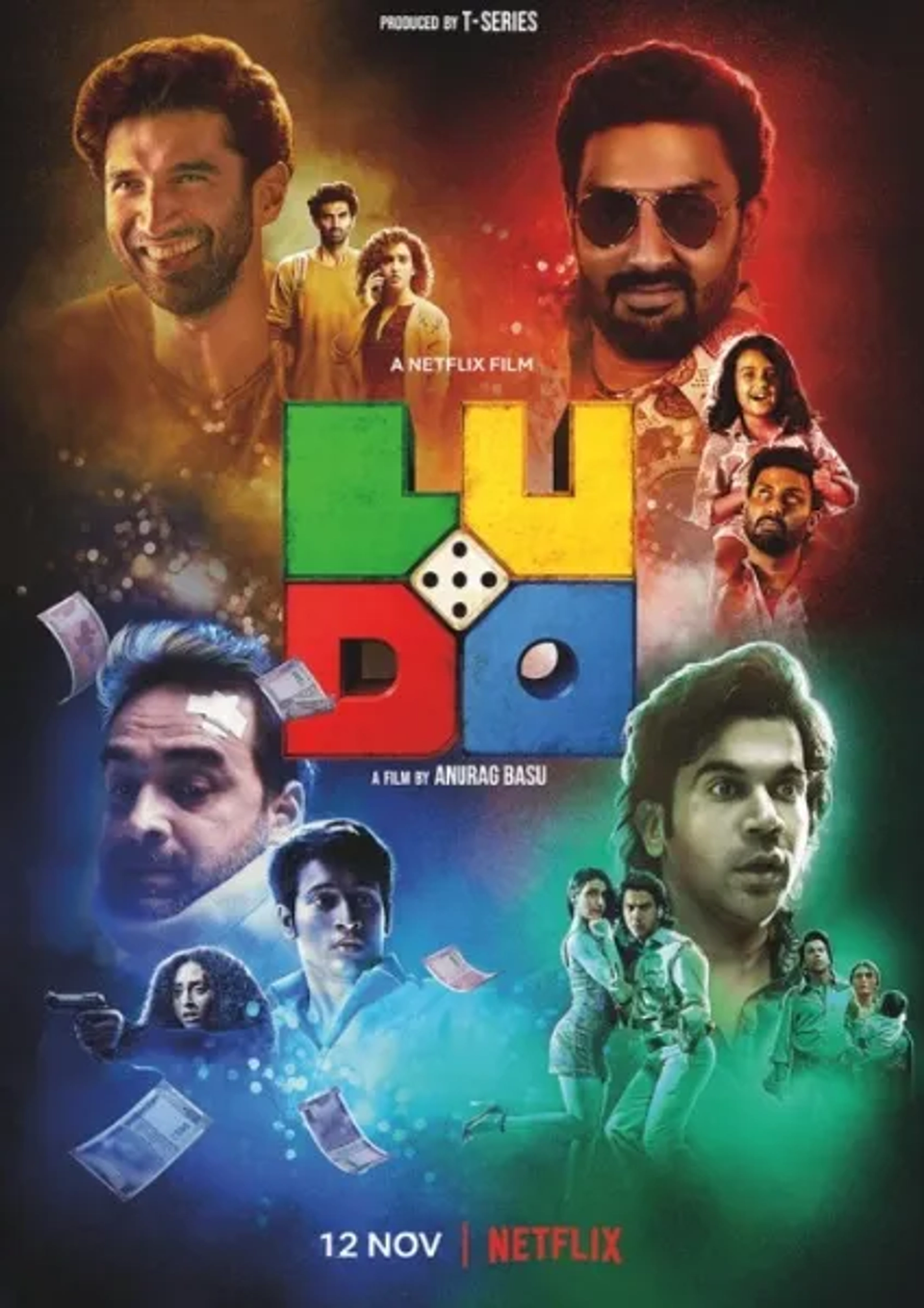 Abhishek Bachchan, Fatima Sana Shaikh, Inayat Verma, Pankaj Tripathi, Aditya Roy Kapoor, Rajkummar Rao, Pearle Maaney, Sanya Malhotra, and Rohit Saraf in Ludo (2020)